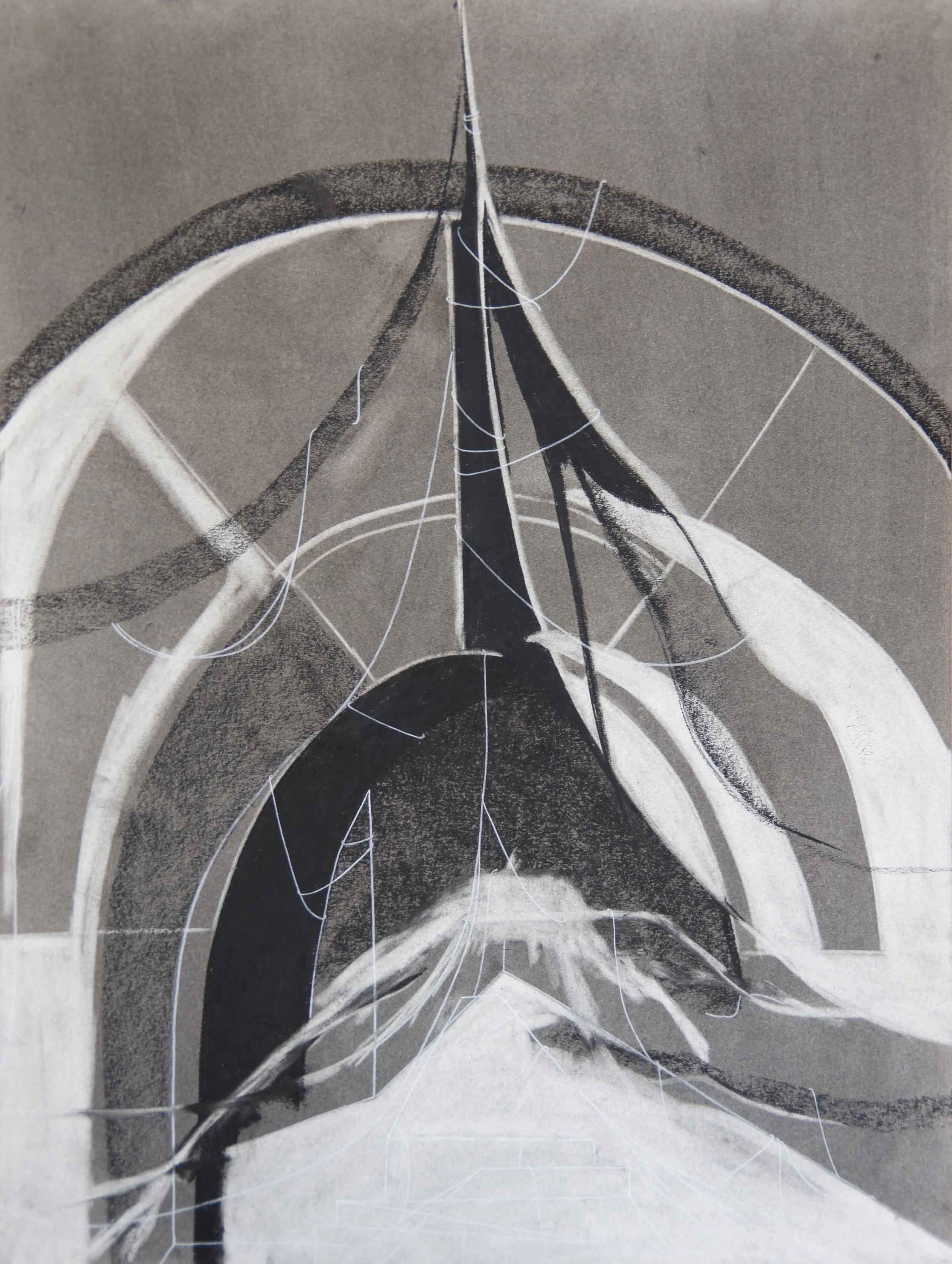 Vault, chalk and charcoal on paper, 18" x 24"