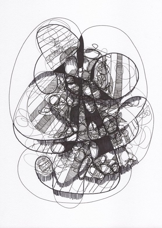 Tree Deity, pen and ink on paper, 9" x 12"