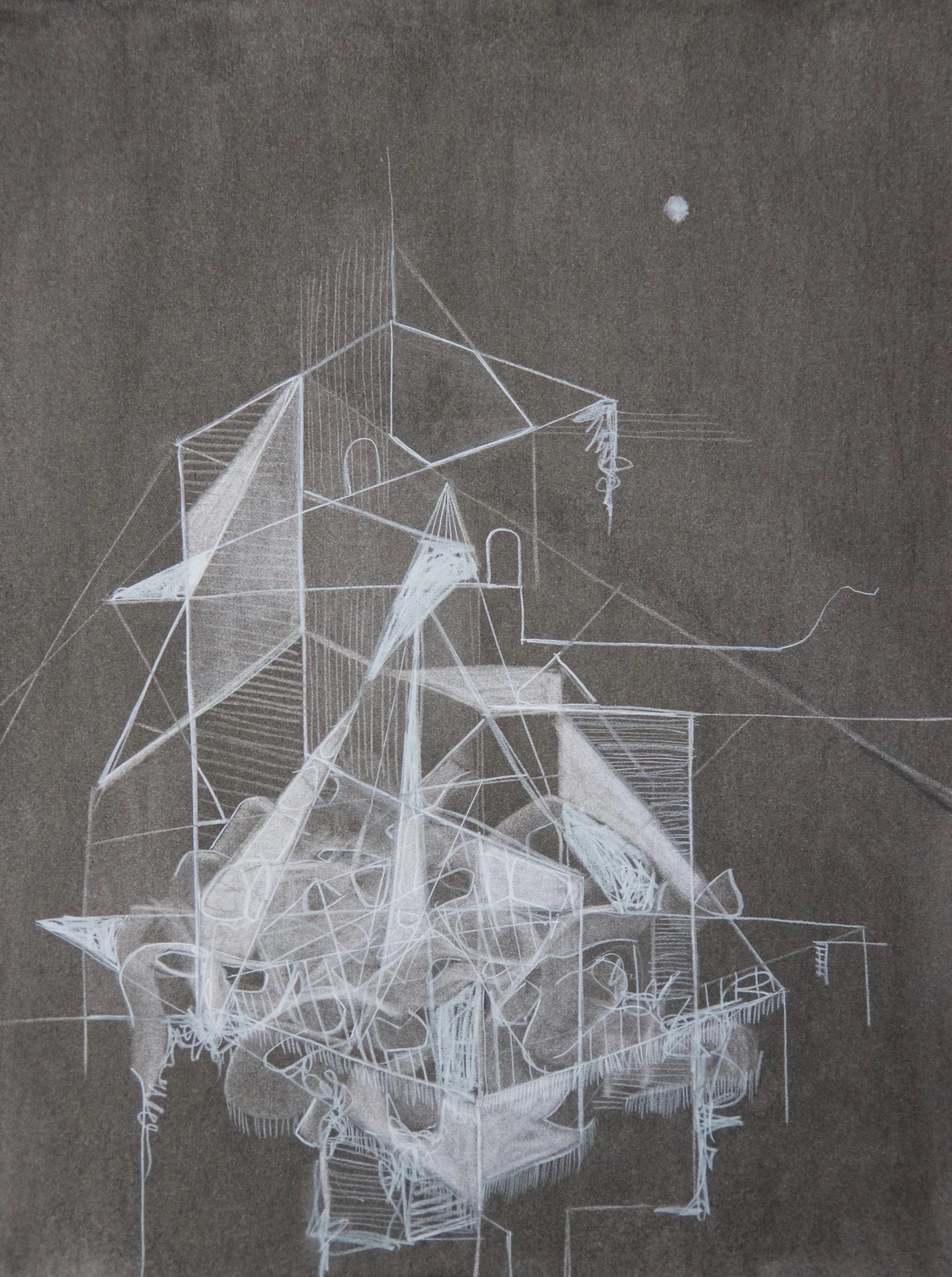 Building Materials, chalk and charcoal on paper, 18" x 24"