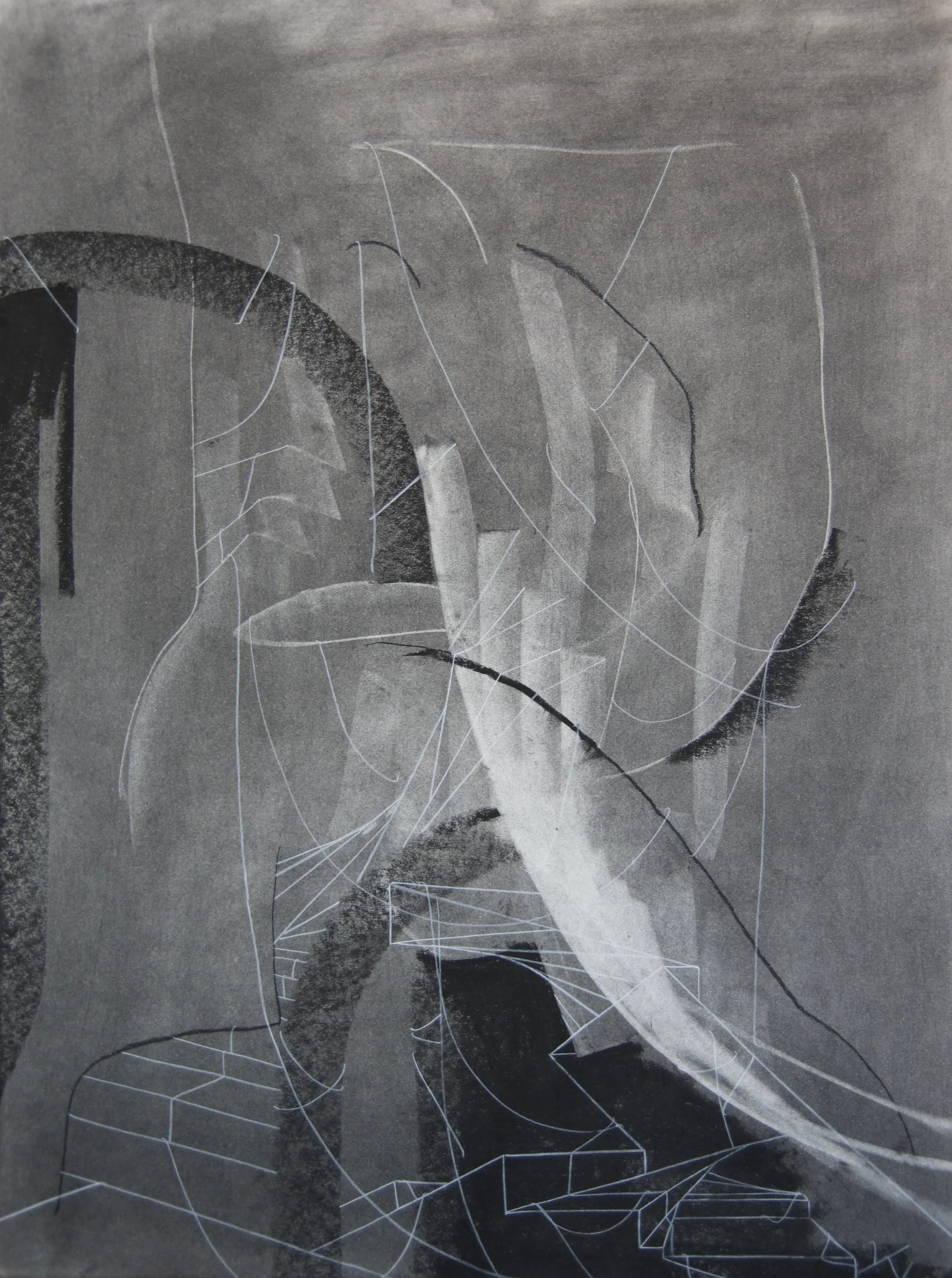 Slow Current, chalk and charcoal on paper, 18" x 24"