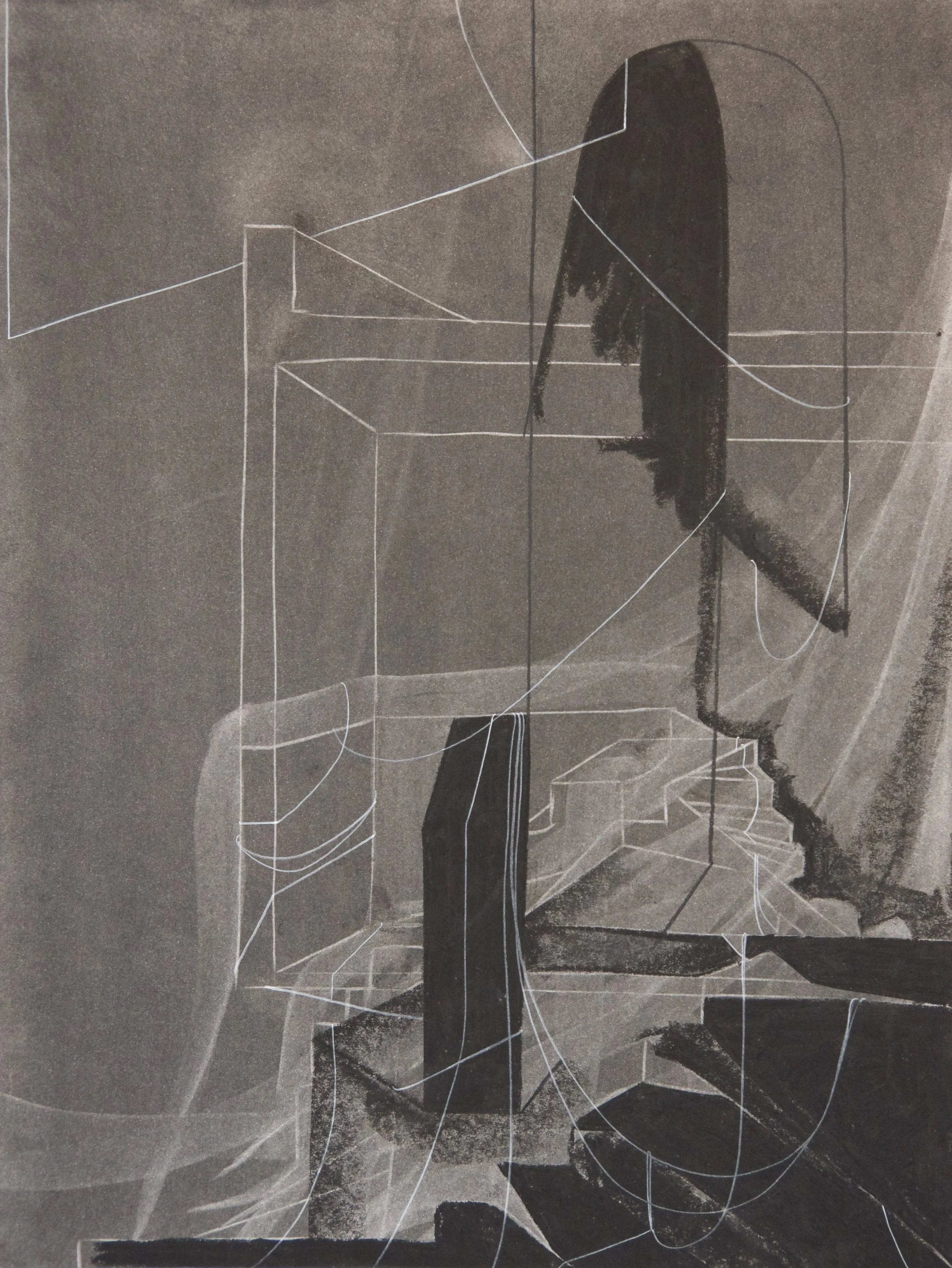 Trail Dust, chalk and charcoal on paper, 18" x 24"