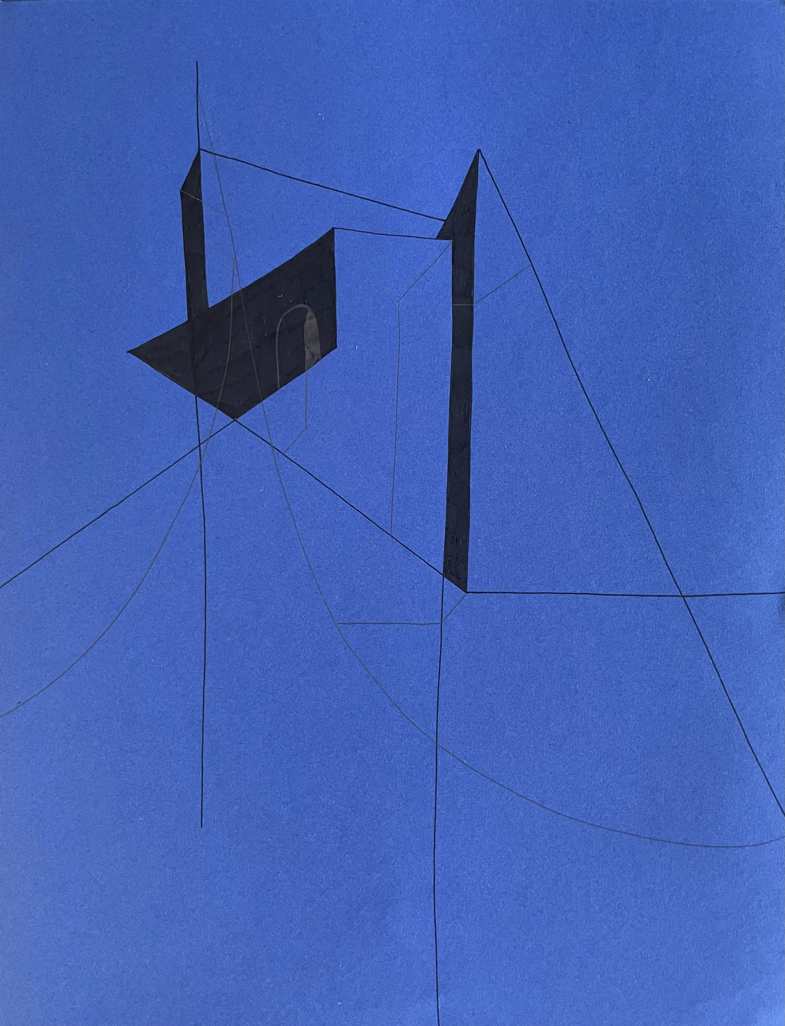 Towers diptych Left, ink on paper, 9" x 11"