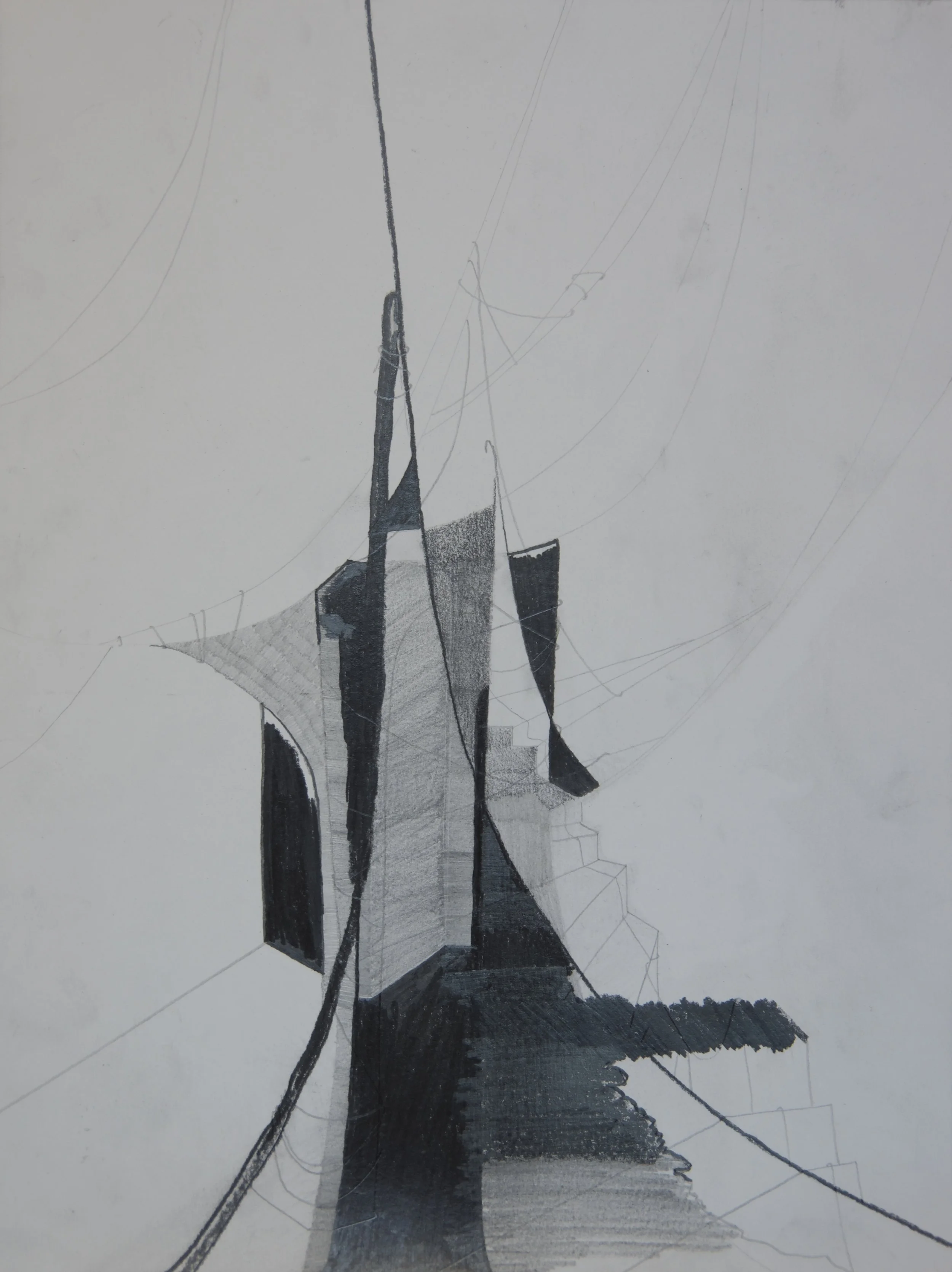 Conical, graphite on paper, 9" x 12"