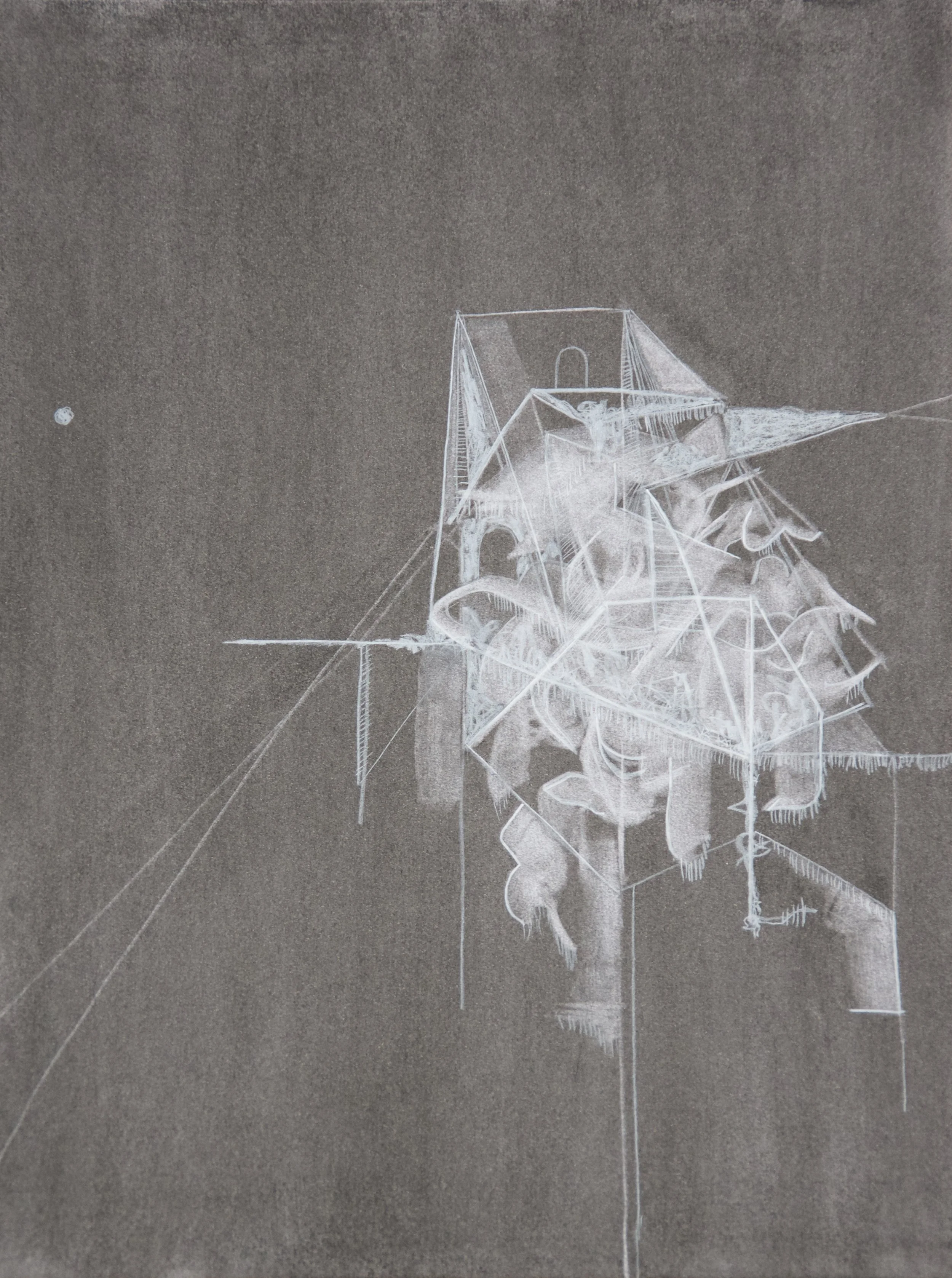 Blueprints 5, chalk and charcoal on paper, 18" x 24"