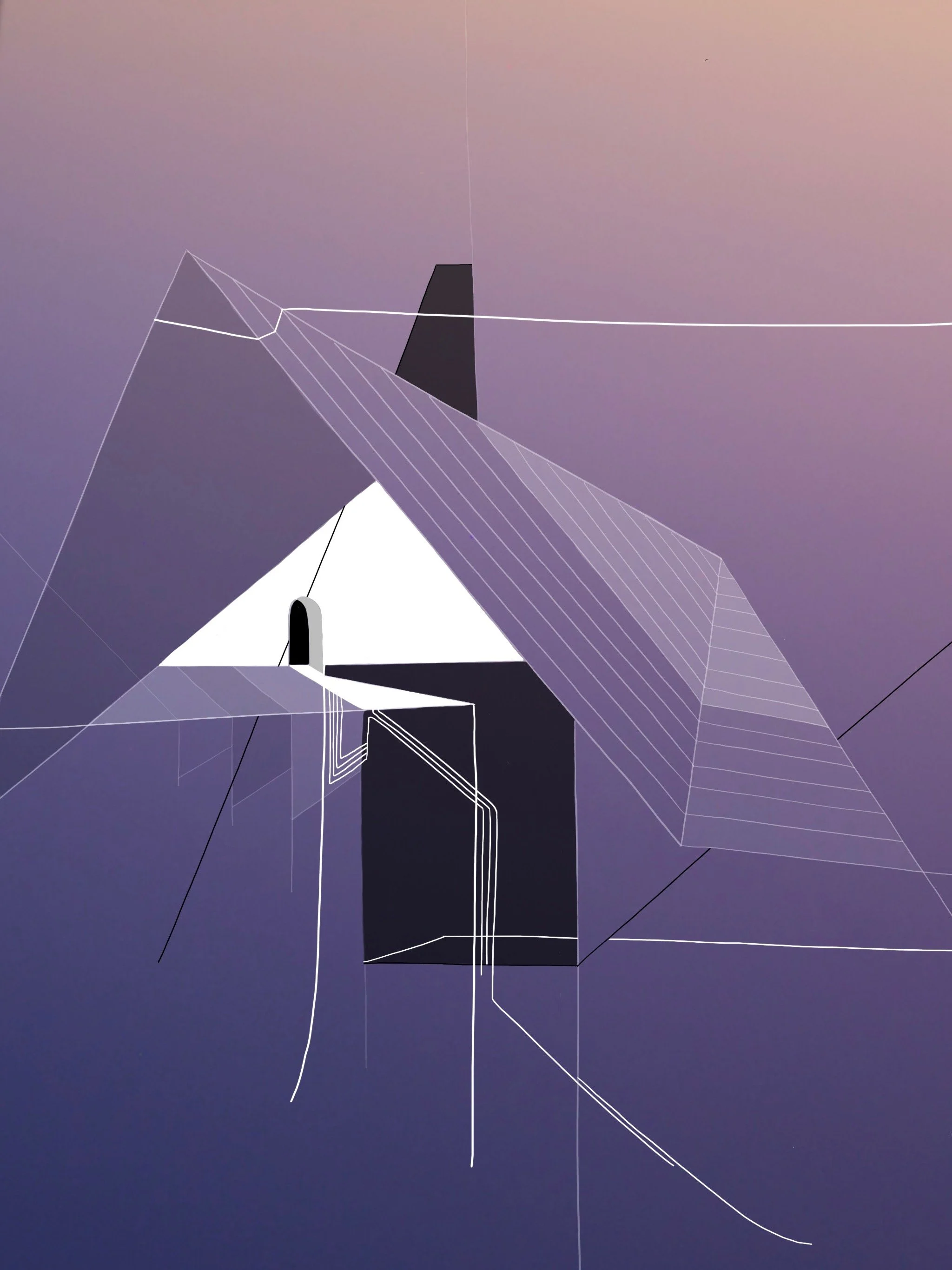 Purple Temple diptych Right, digital drawing