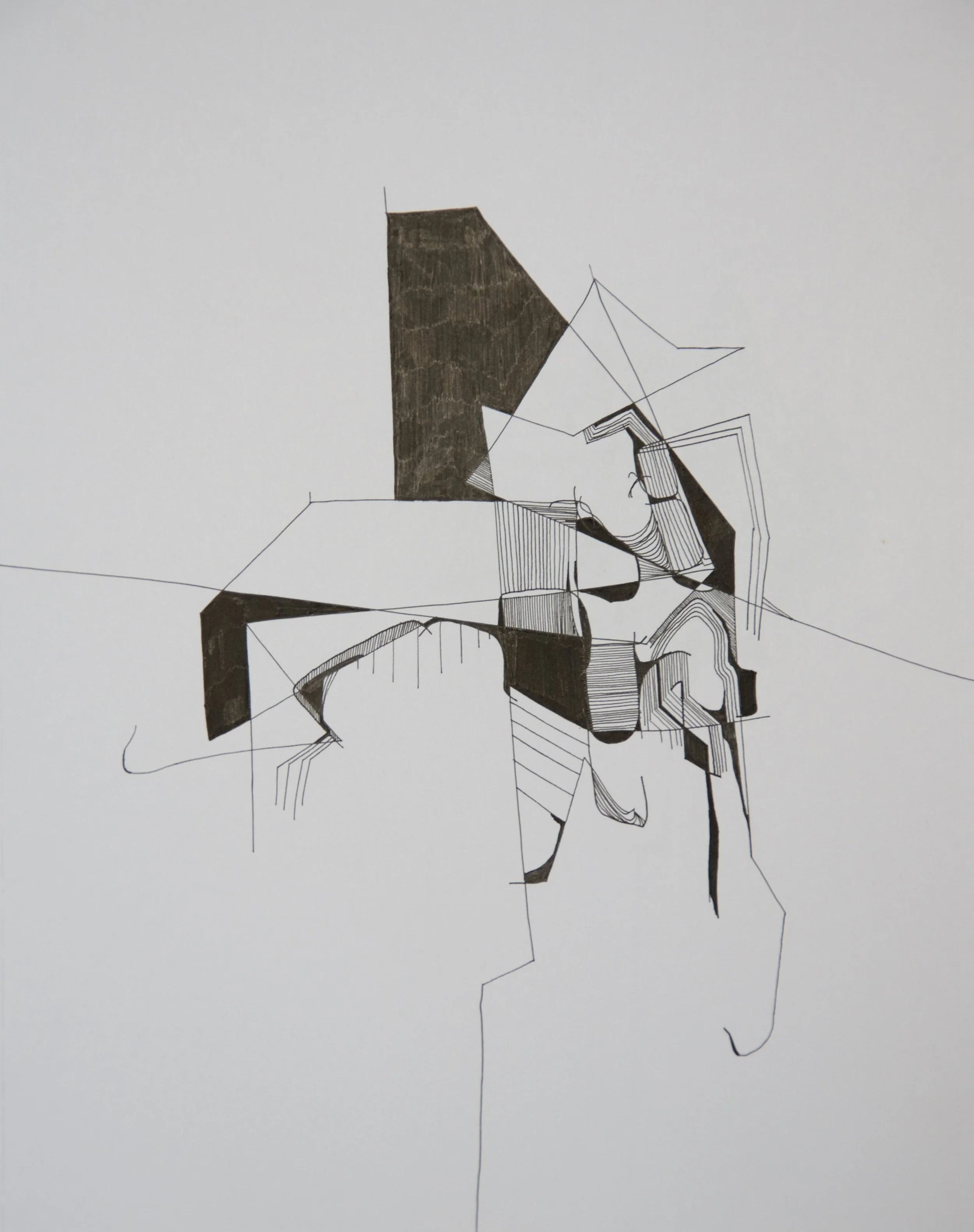 Monuments triptych Right, pen and ink on paper, 11" x 14"