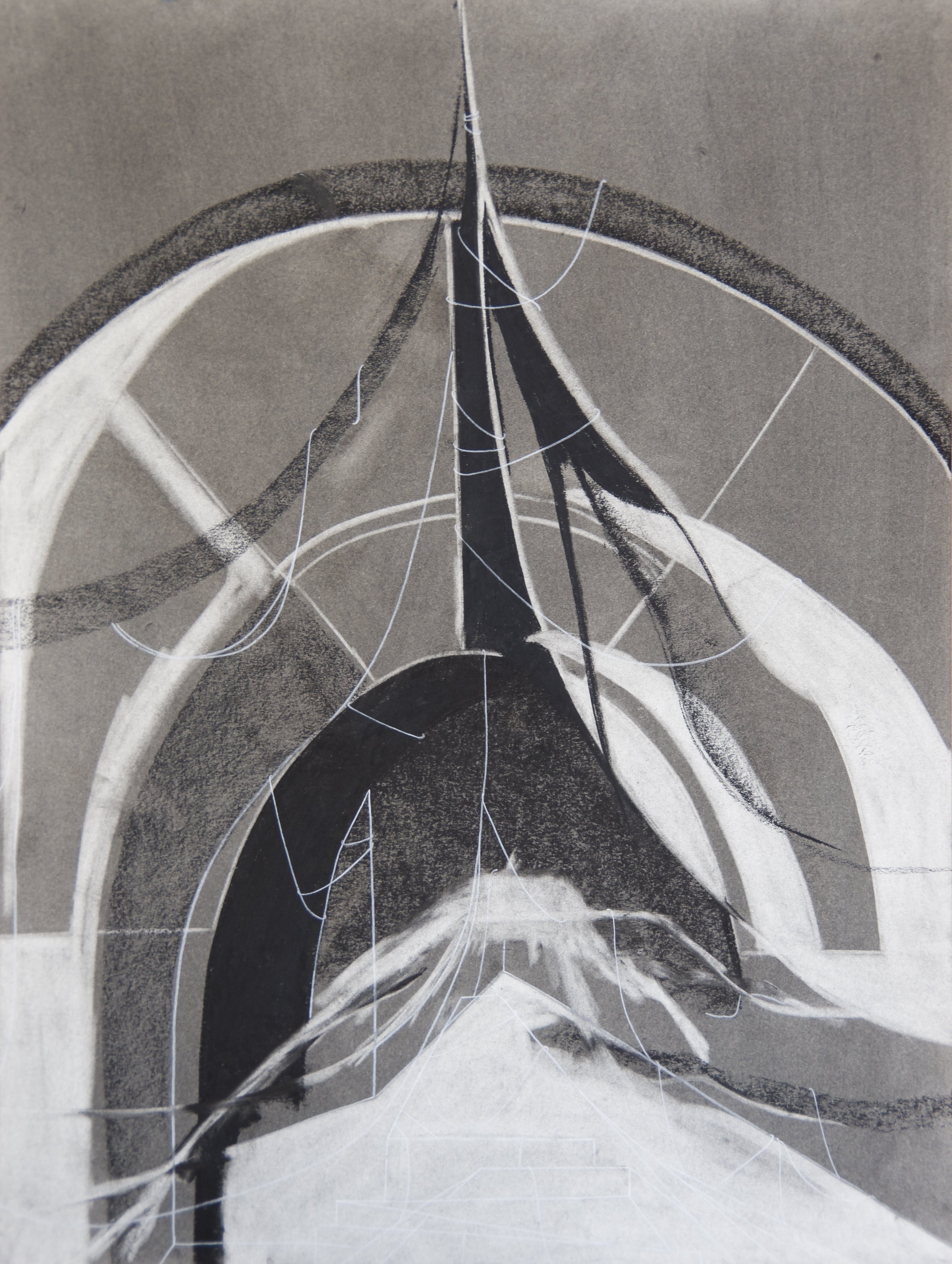 Vault, chalk and charcoal on paper, 18" x 24"