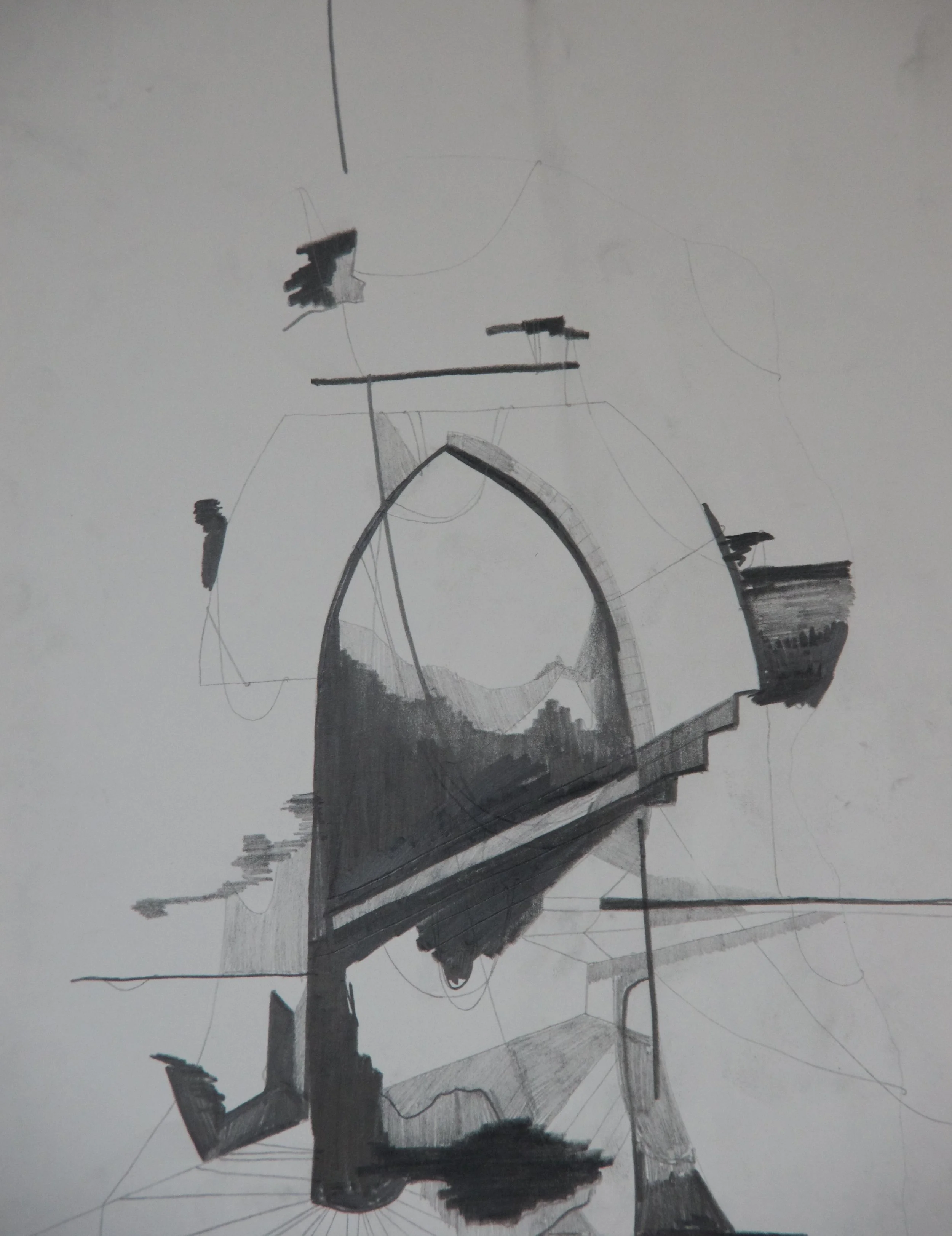 Gate, graphite on paper, 8.5" x 11"