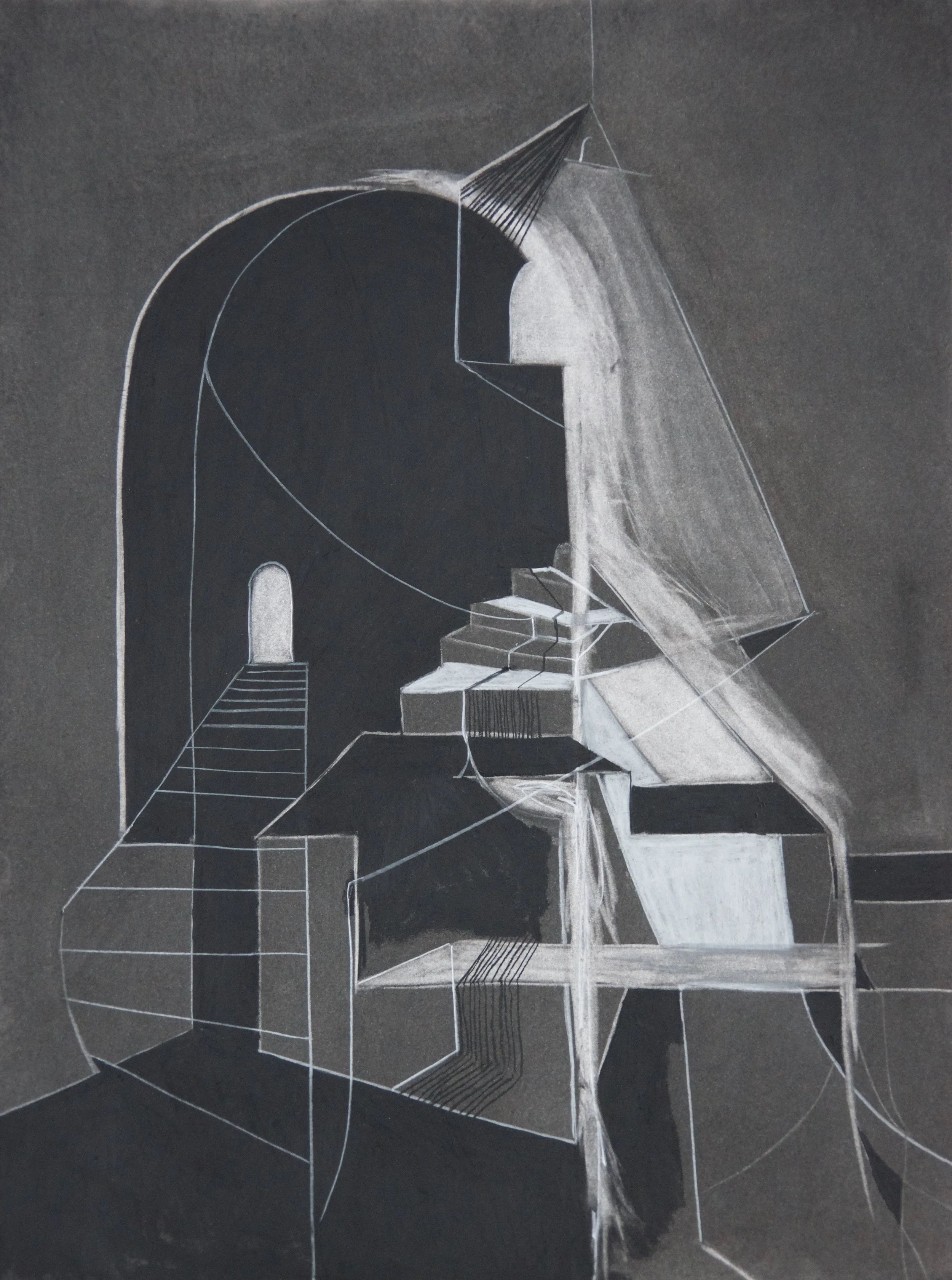 Depths, chalk and charcoal on paper, 18" x 24"