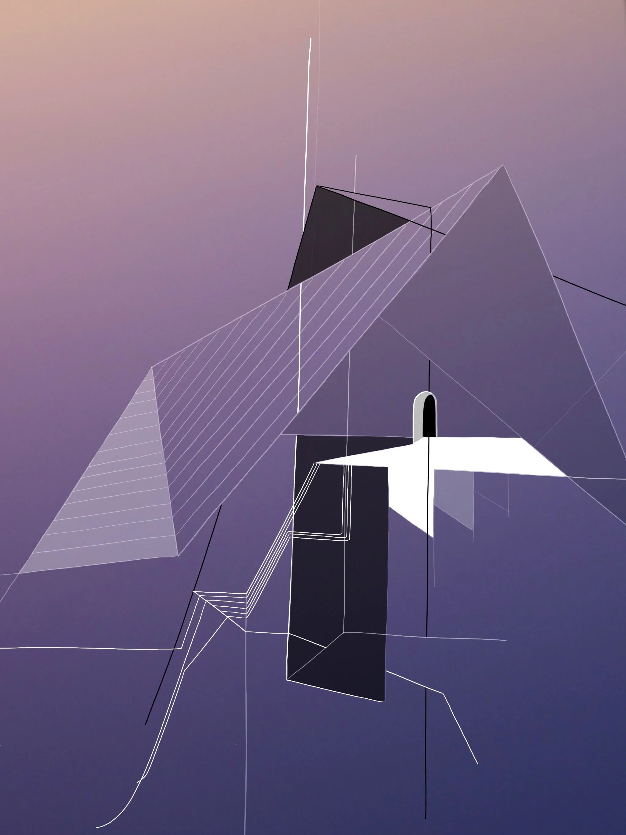 Purple Temple diptych Left, digital drawing