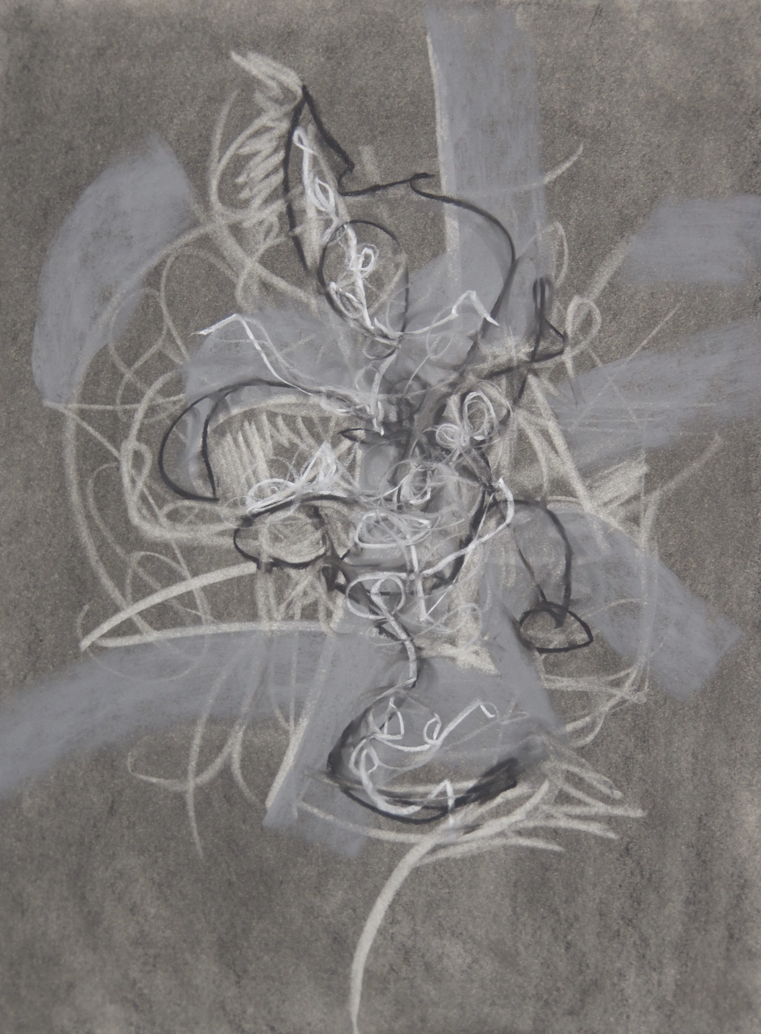 Vex, chalk and charcoal on paper, 18" x 24"