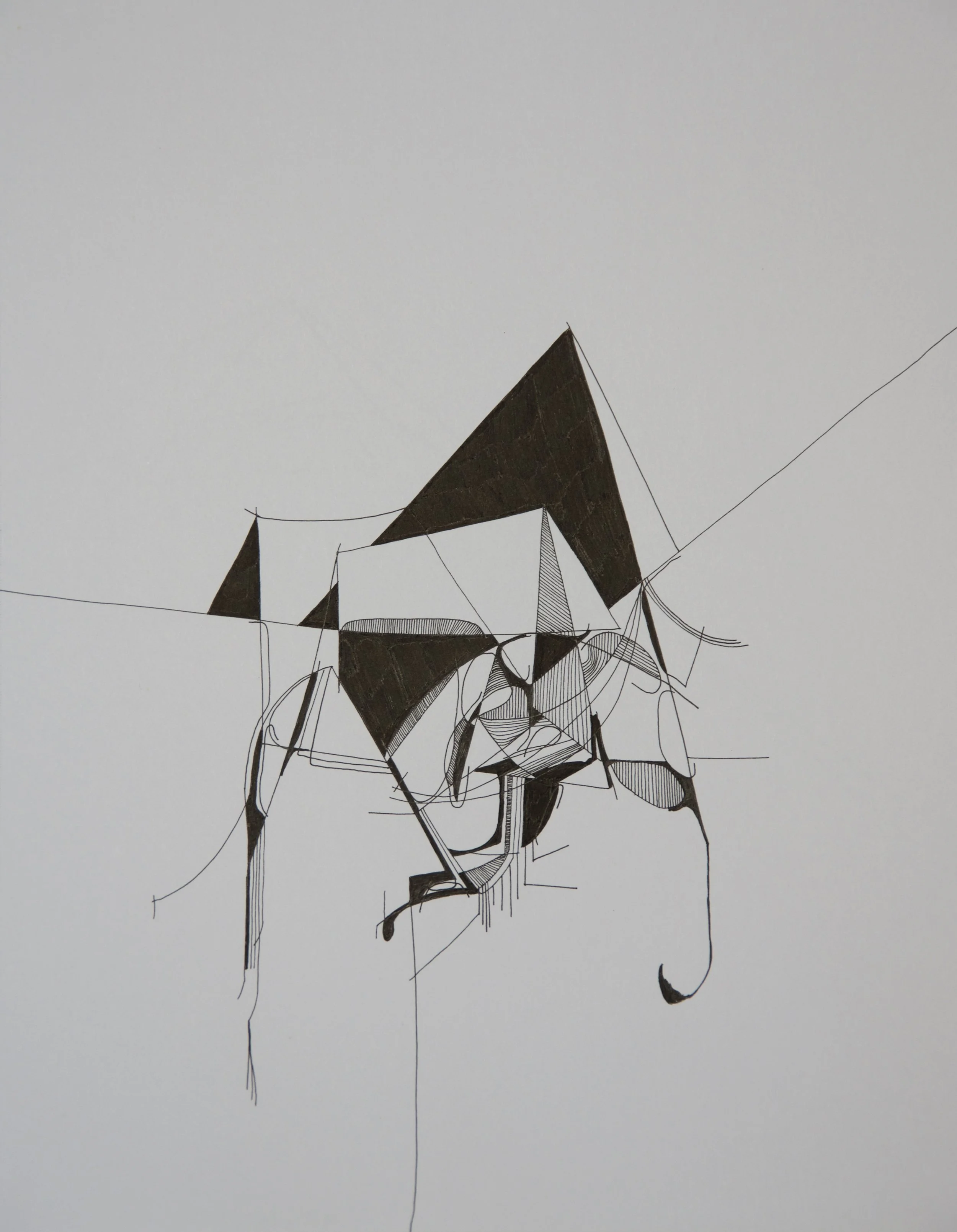 Monuments triptych Middle, pen and ink on paper, 11" x 14"