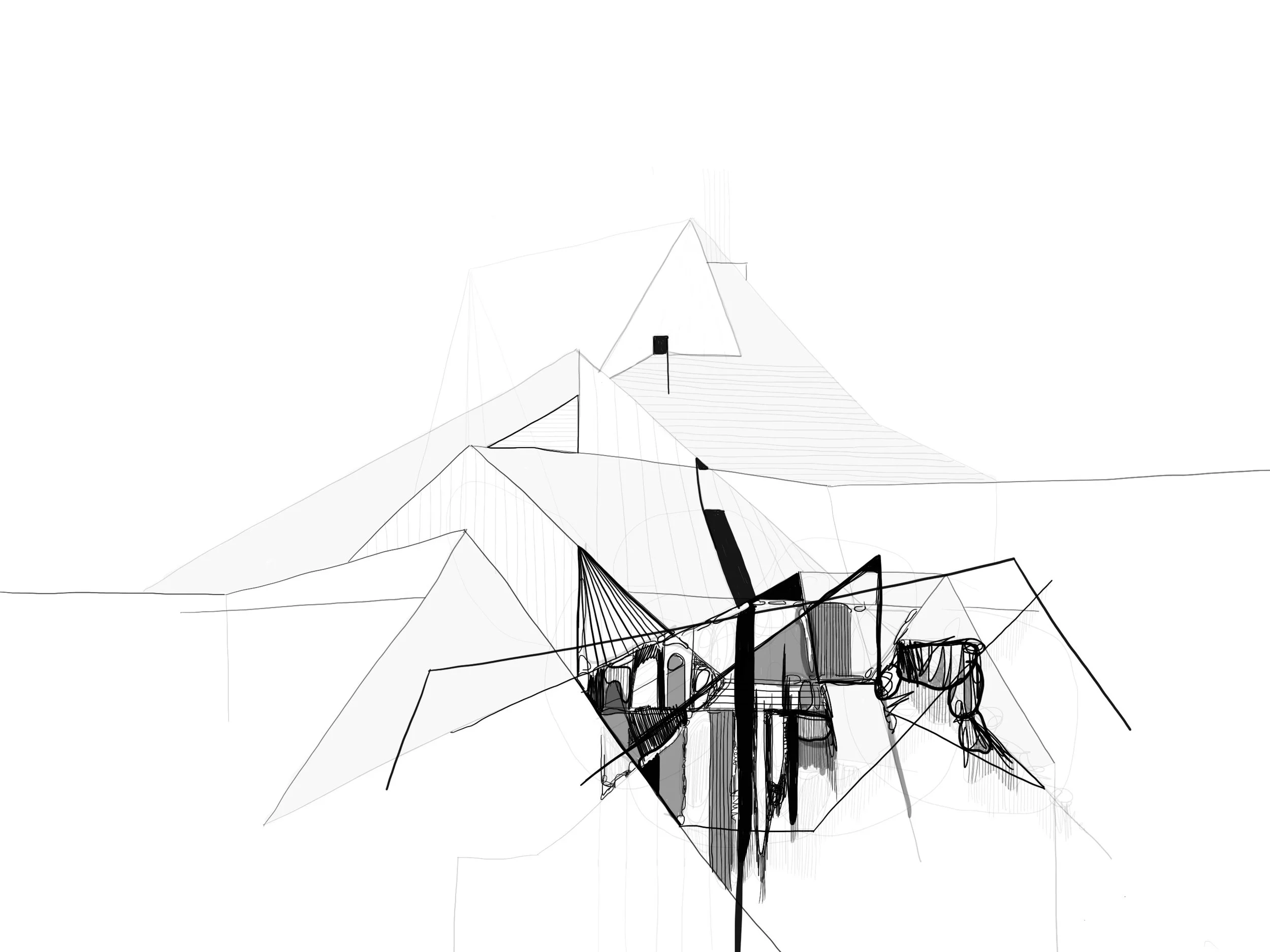 Study Of A Roof, digital drawing