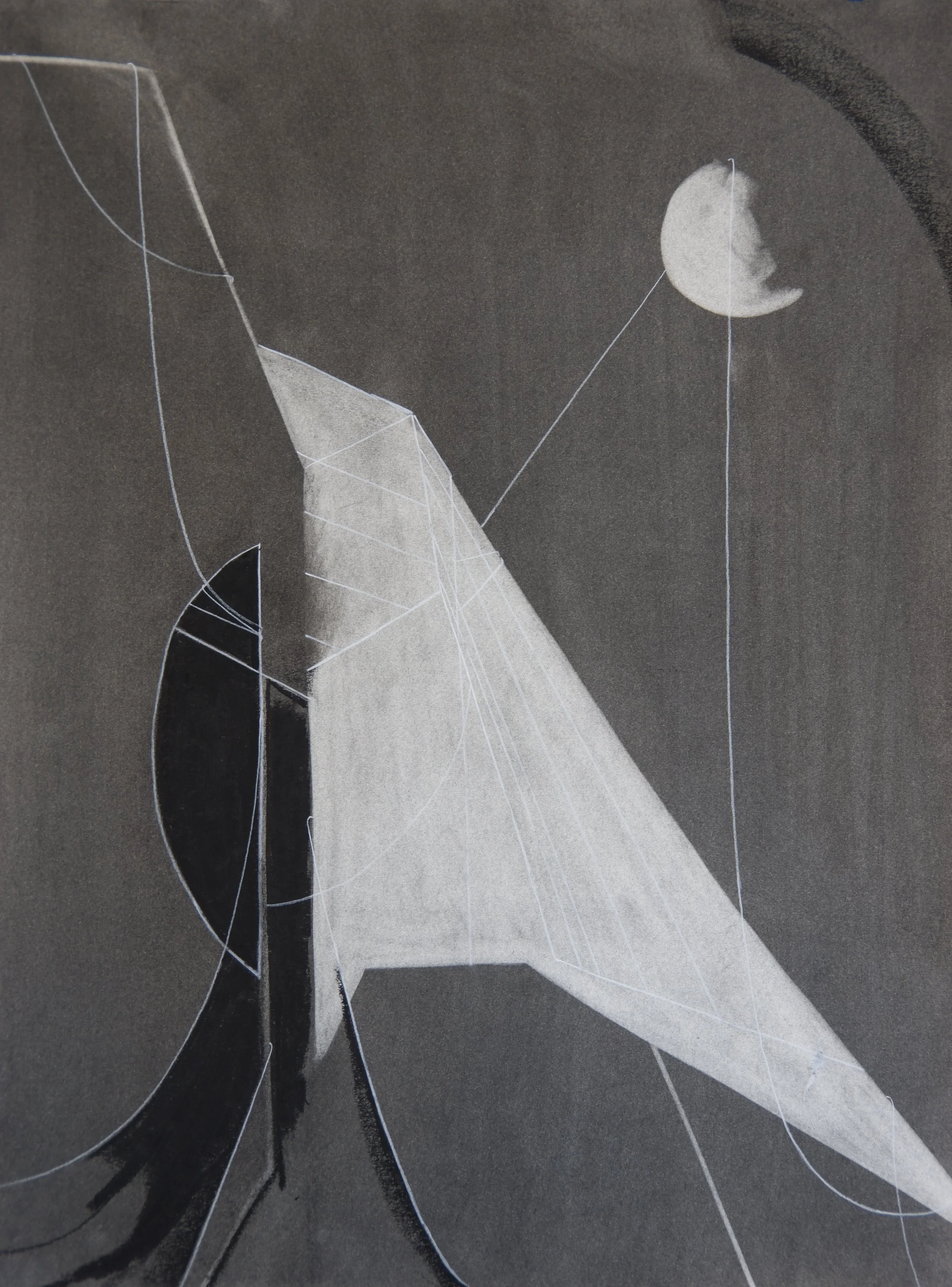 Red Room Studio, chalk and charcoal on paper, 18" x 24"