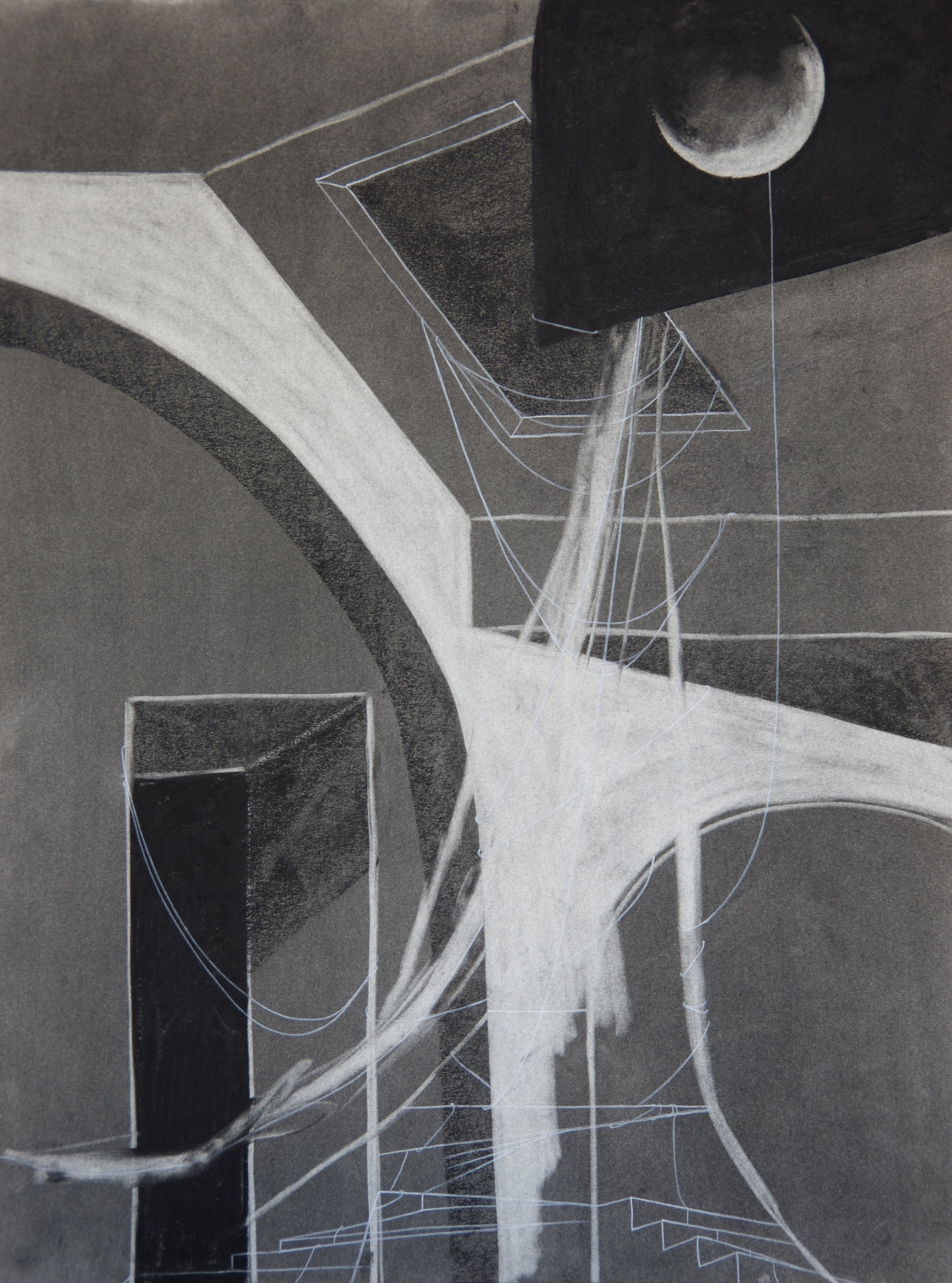 Reaching, chalk and charcoal on paper, 18" x 24"