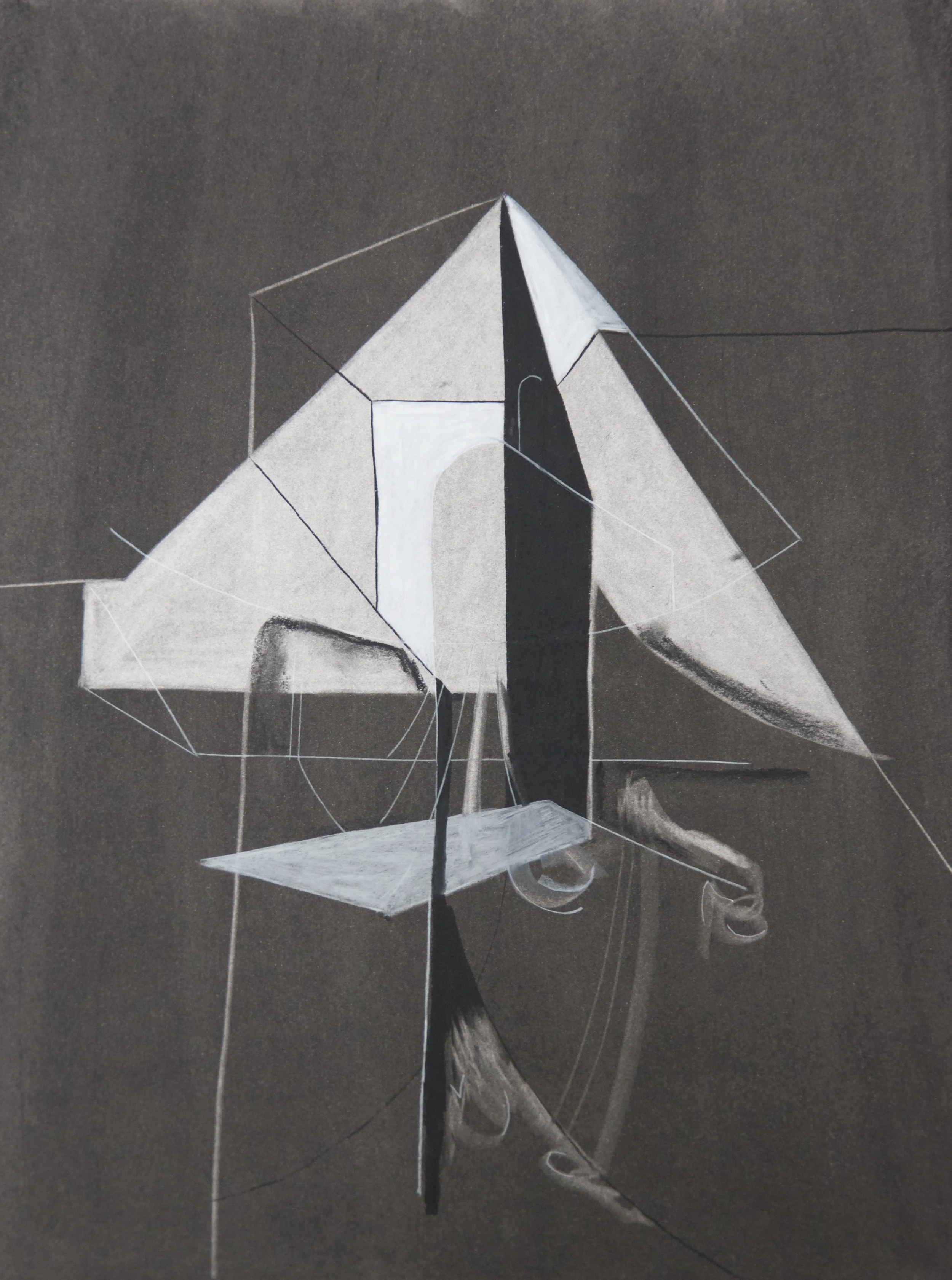 Night Sailing, chalk and charcoal on paper, 18" x 24"