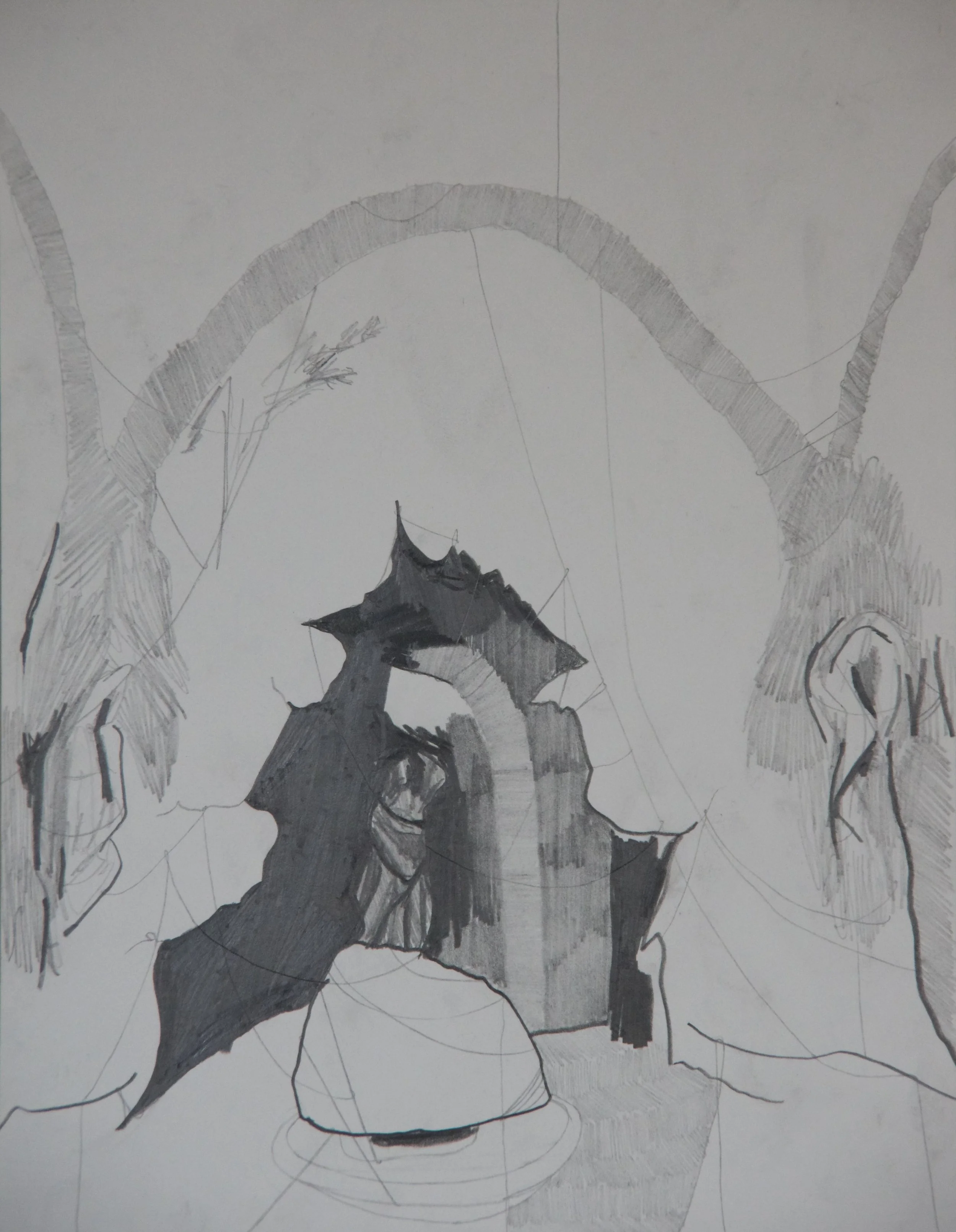 Grotto, graphite on paper, 8.5" x 11"
