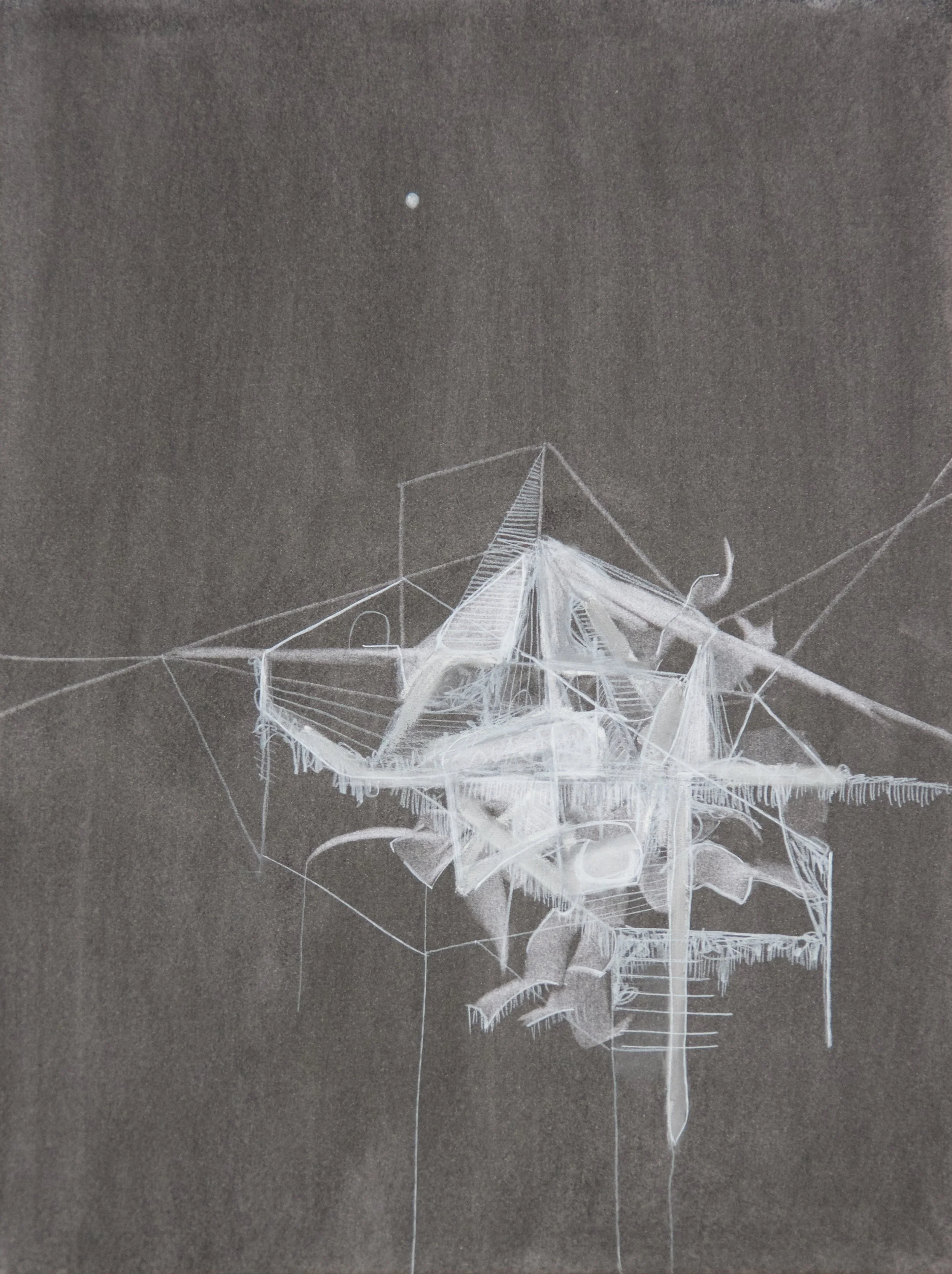 Blueprints 4, chalk and charcoal on paper, 18" x 24"