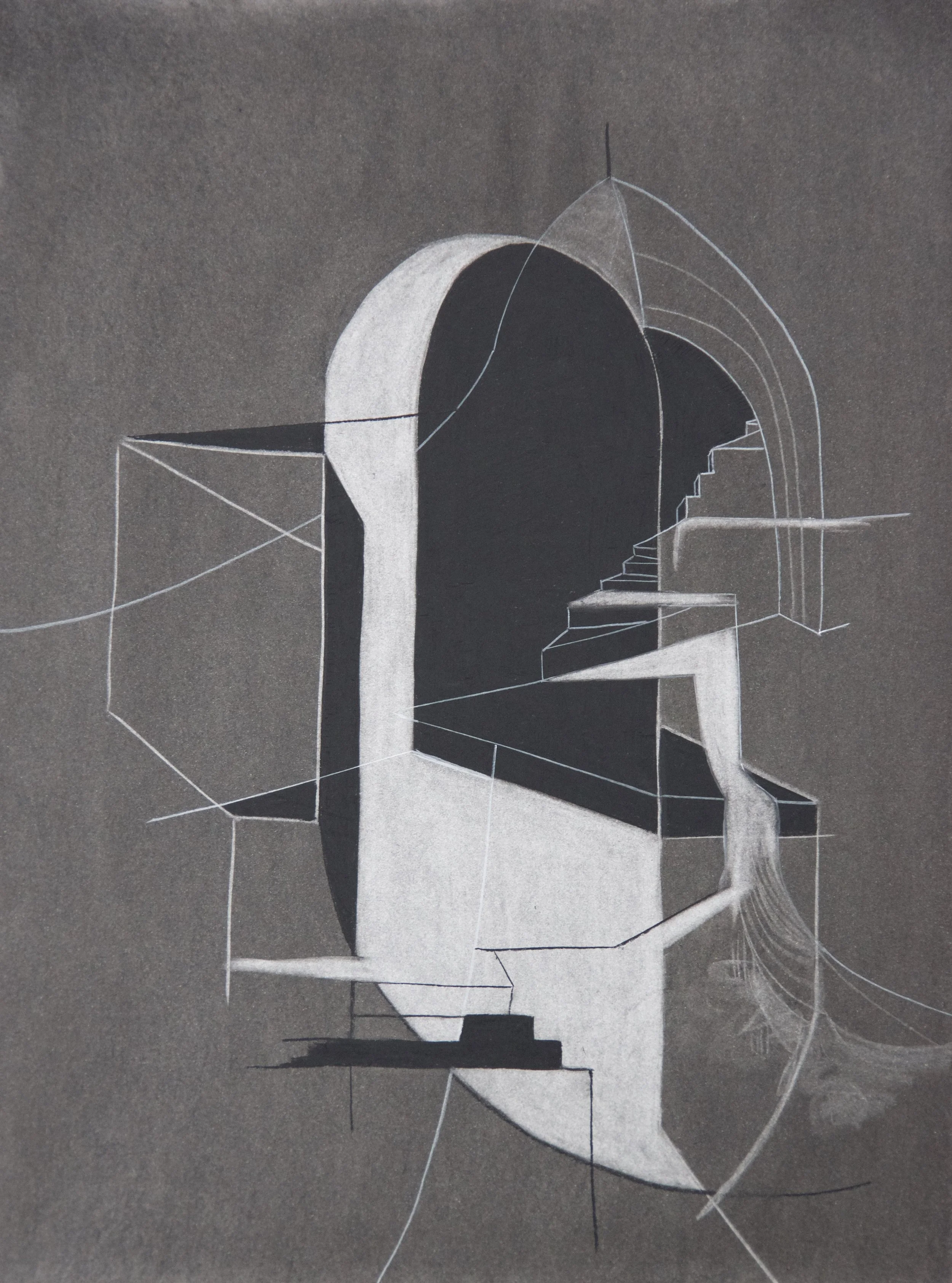 Niche, chalk and charcoal on paper, 18" x 24"