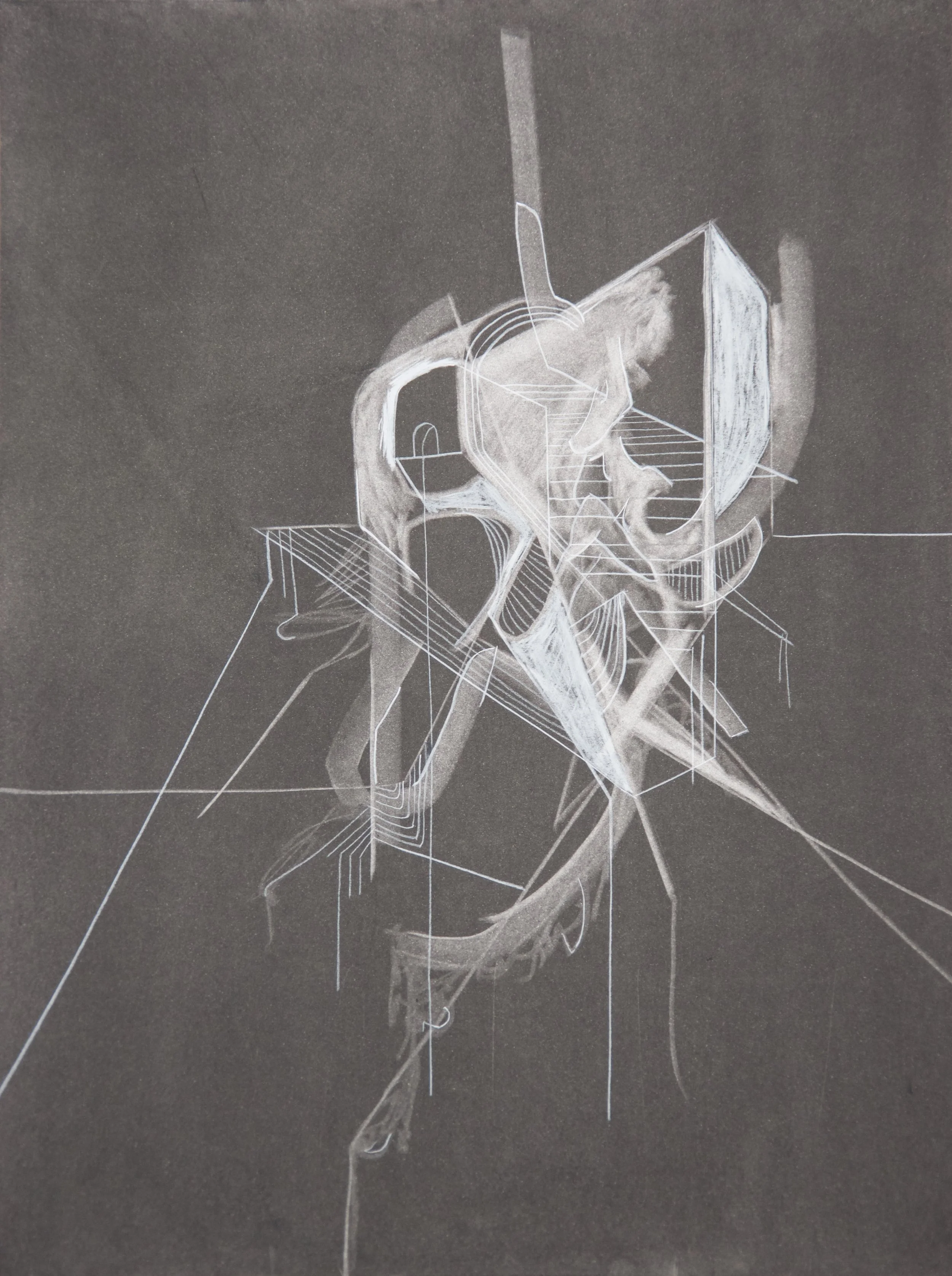 House Ghost, chalk and charcoal on paper, 18" x 24"