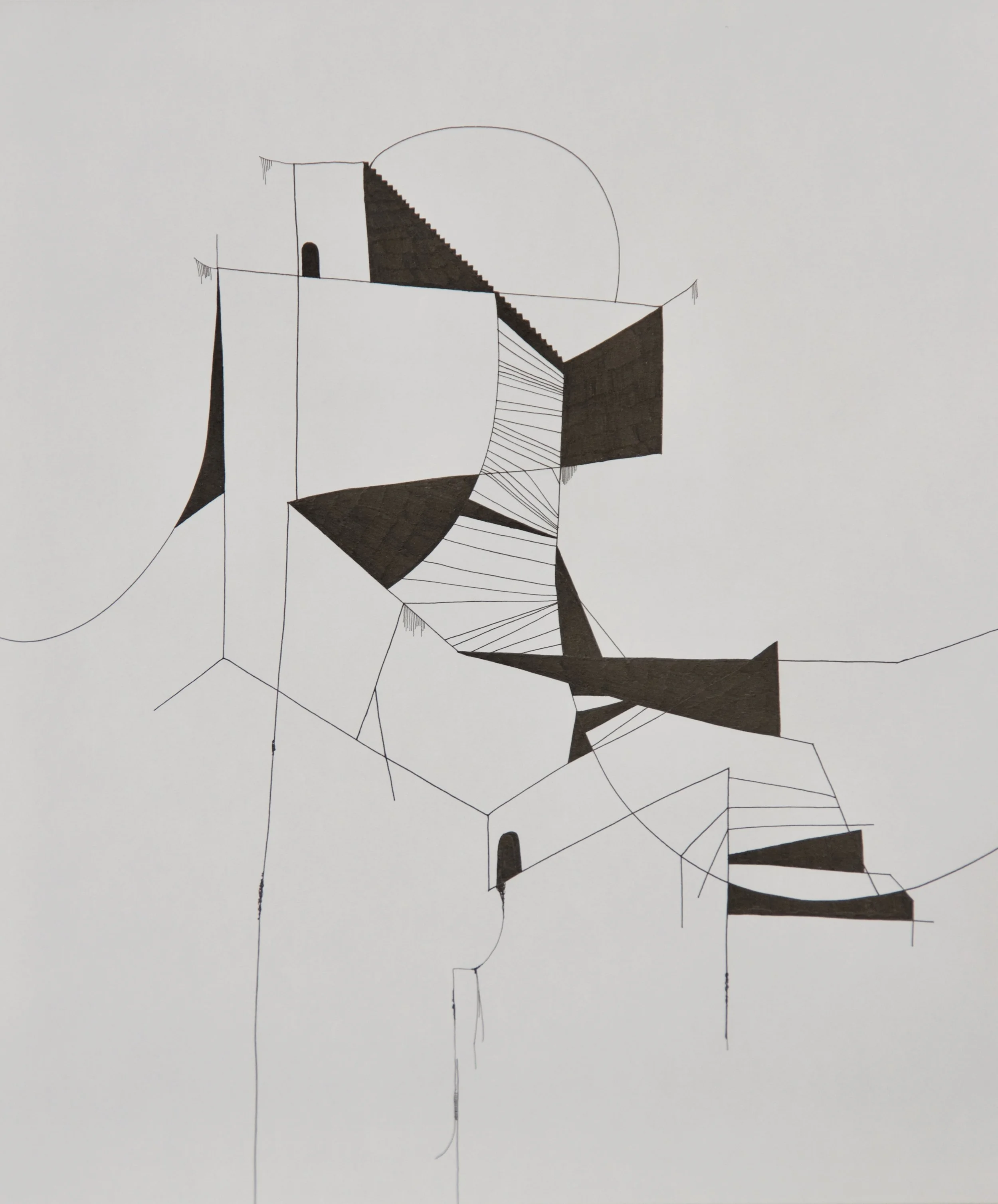 East/West diptych Right, ink on paper, 11" x 17"