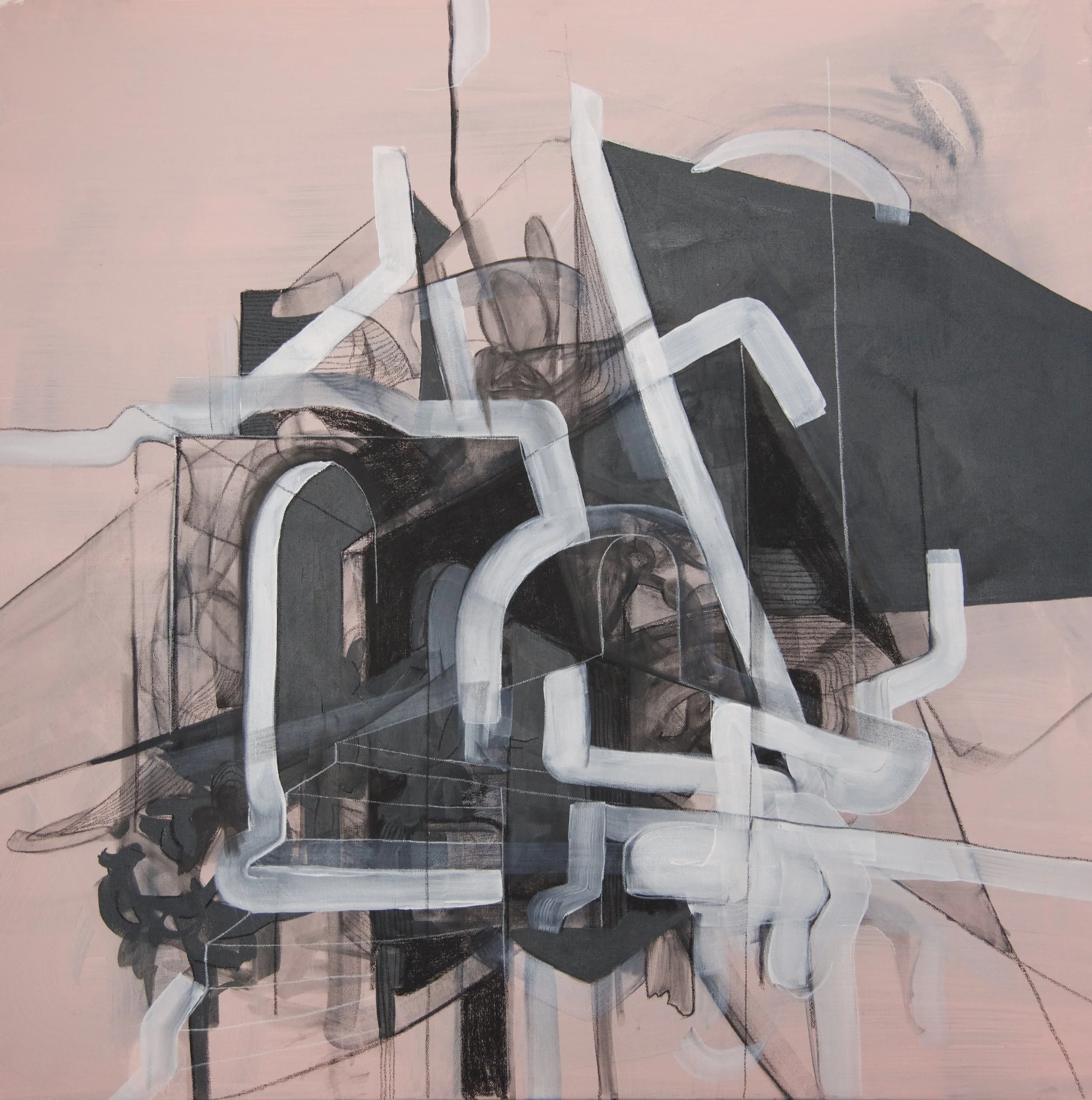 Three, mixed media on canvas, 36" x 36"