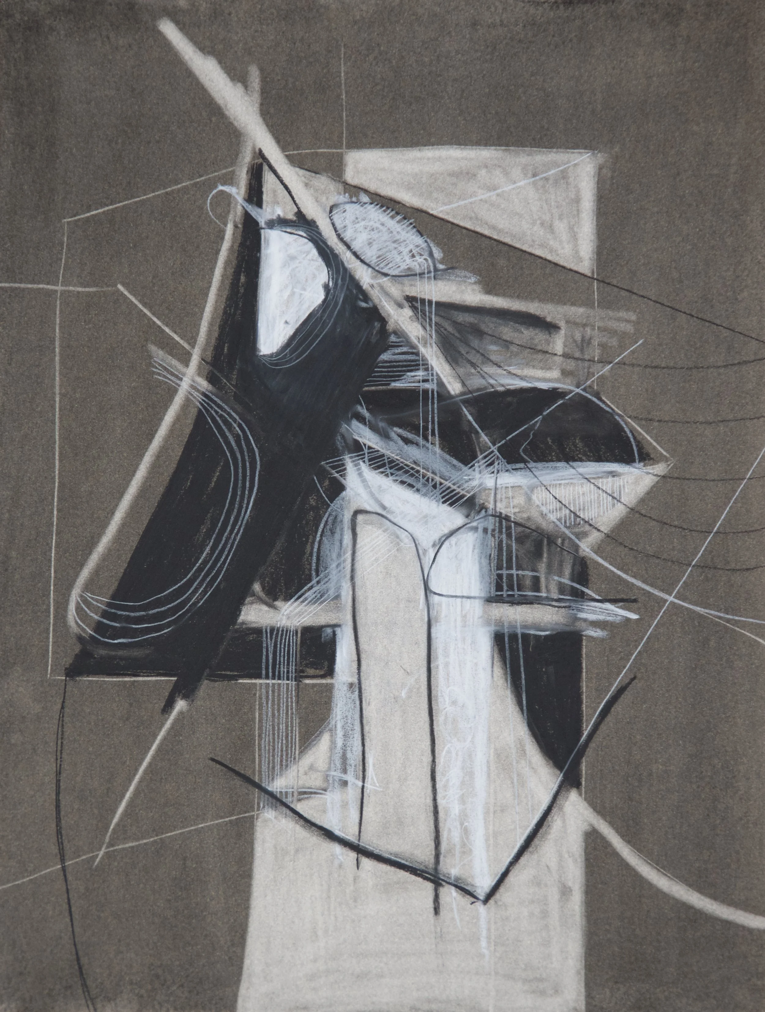 Thatch, chalk and charcoal on paper, 18" x 24"