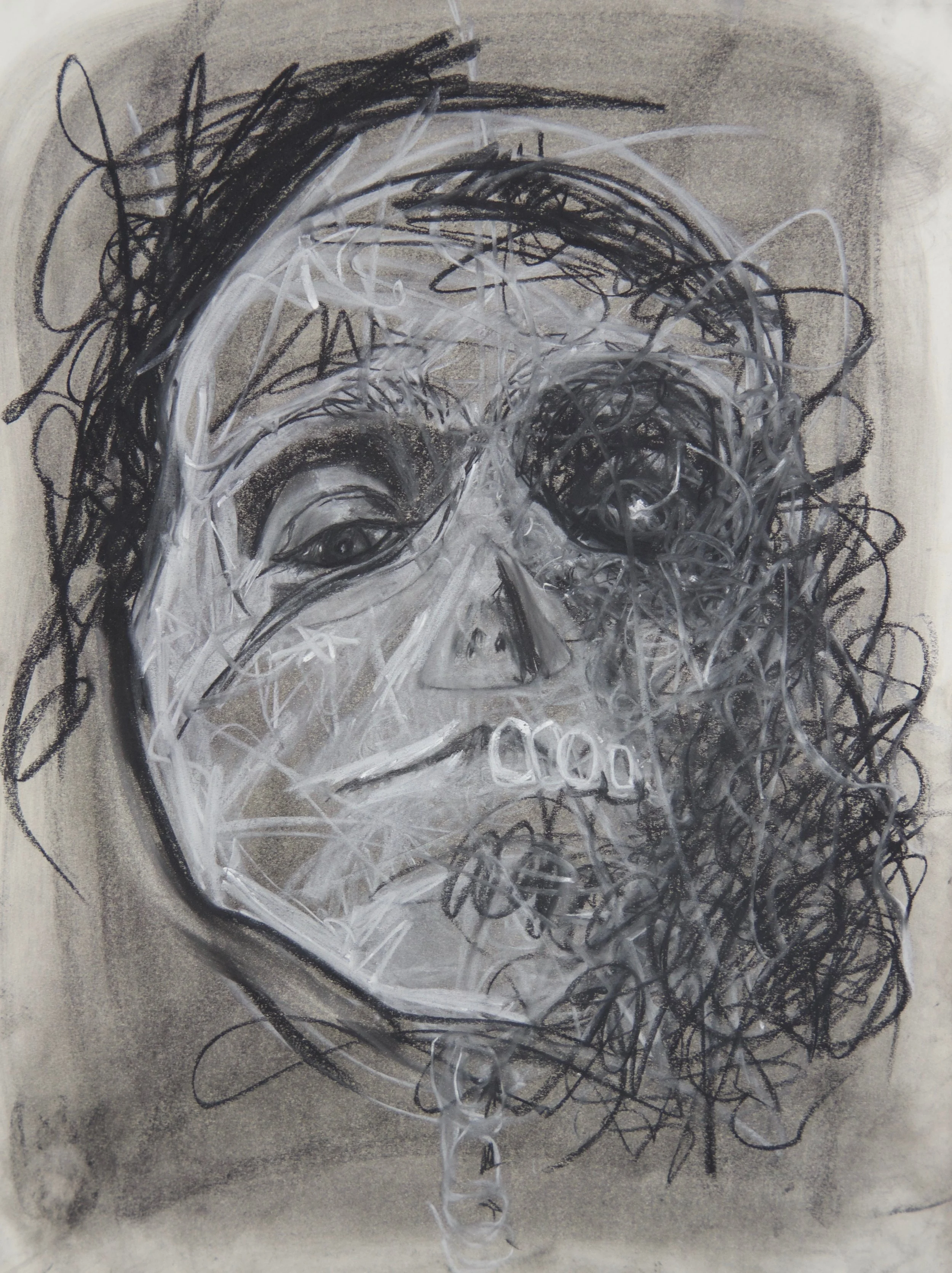Memento Mori, chalk and charcoal on paper, 18" x 24" SOLD