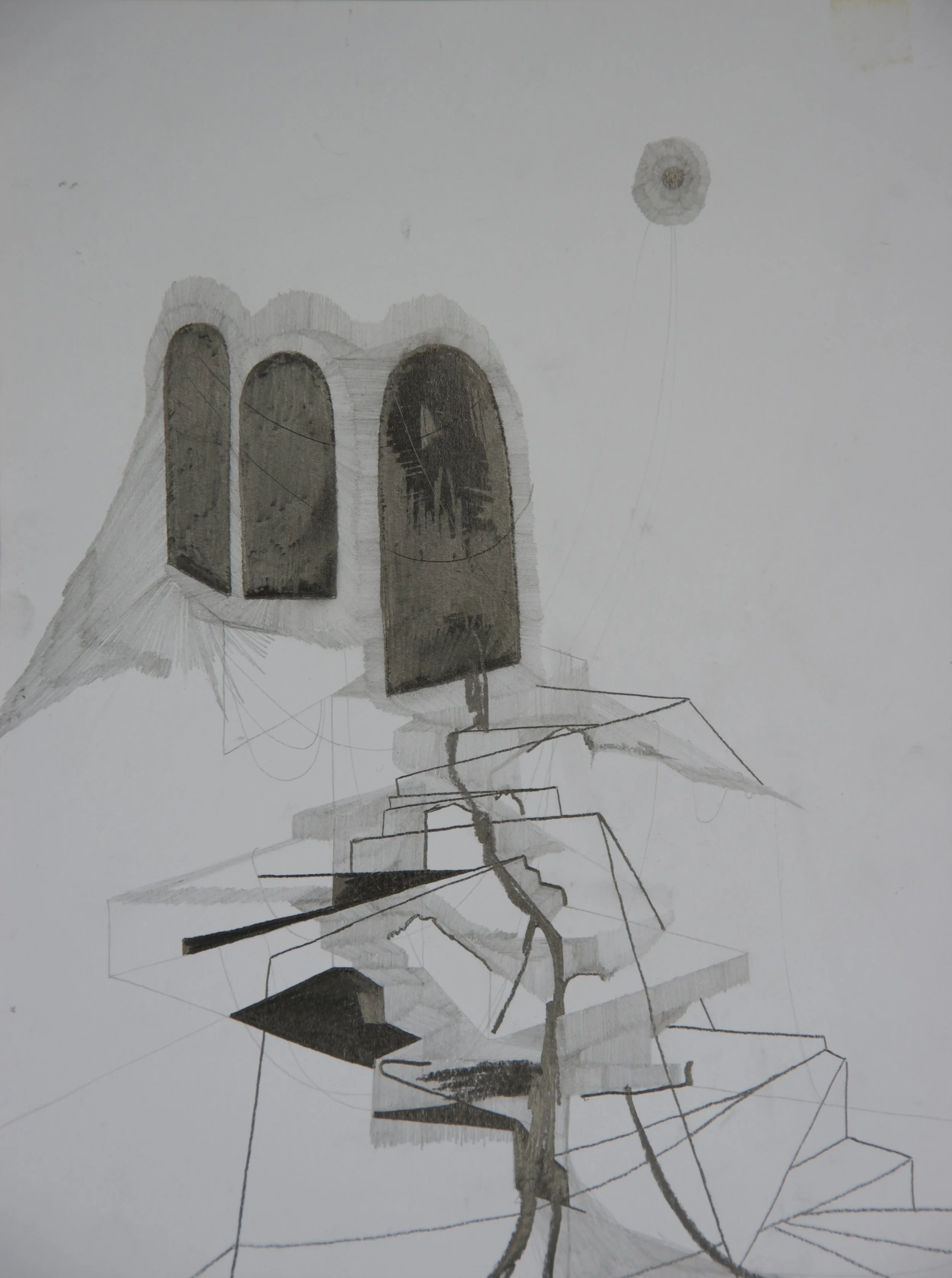 Winged, graphite on paper, 9" x 12"