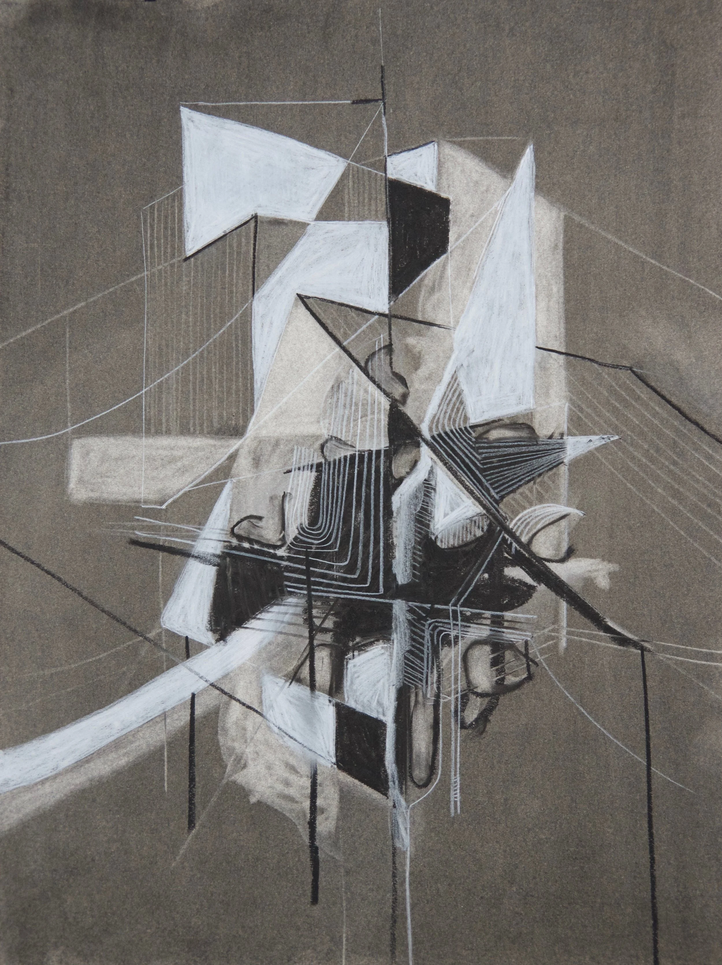 Blocks 3, chalk and charcoal on paper, 18" x 24"
