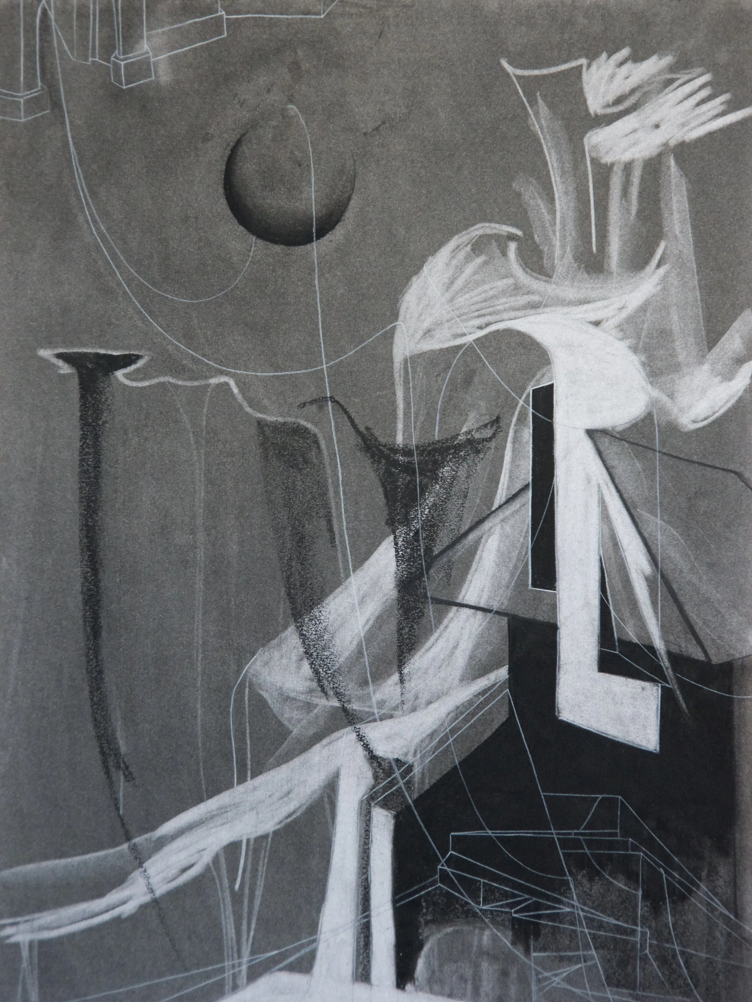 Transfer, chalk and charcoal on paper, 18" x 24"