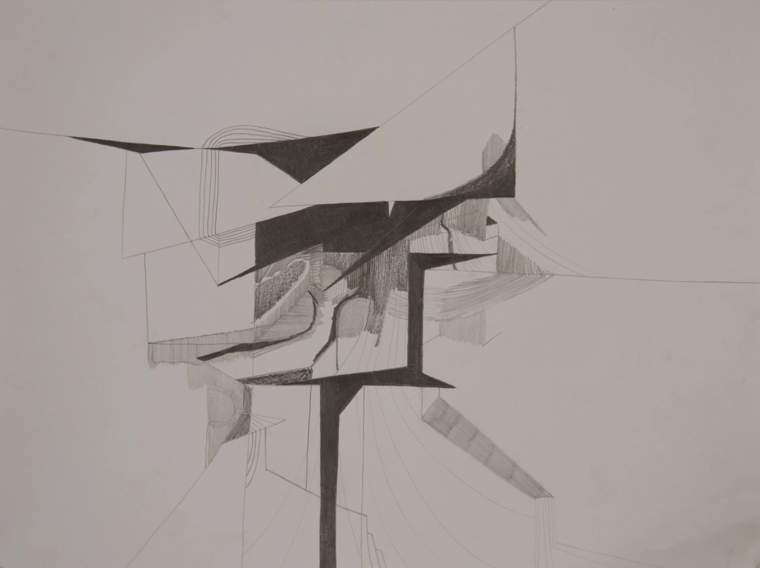 Dirt Truss 1, graphite on paper, 9" x 12"