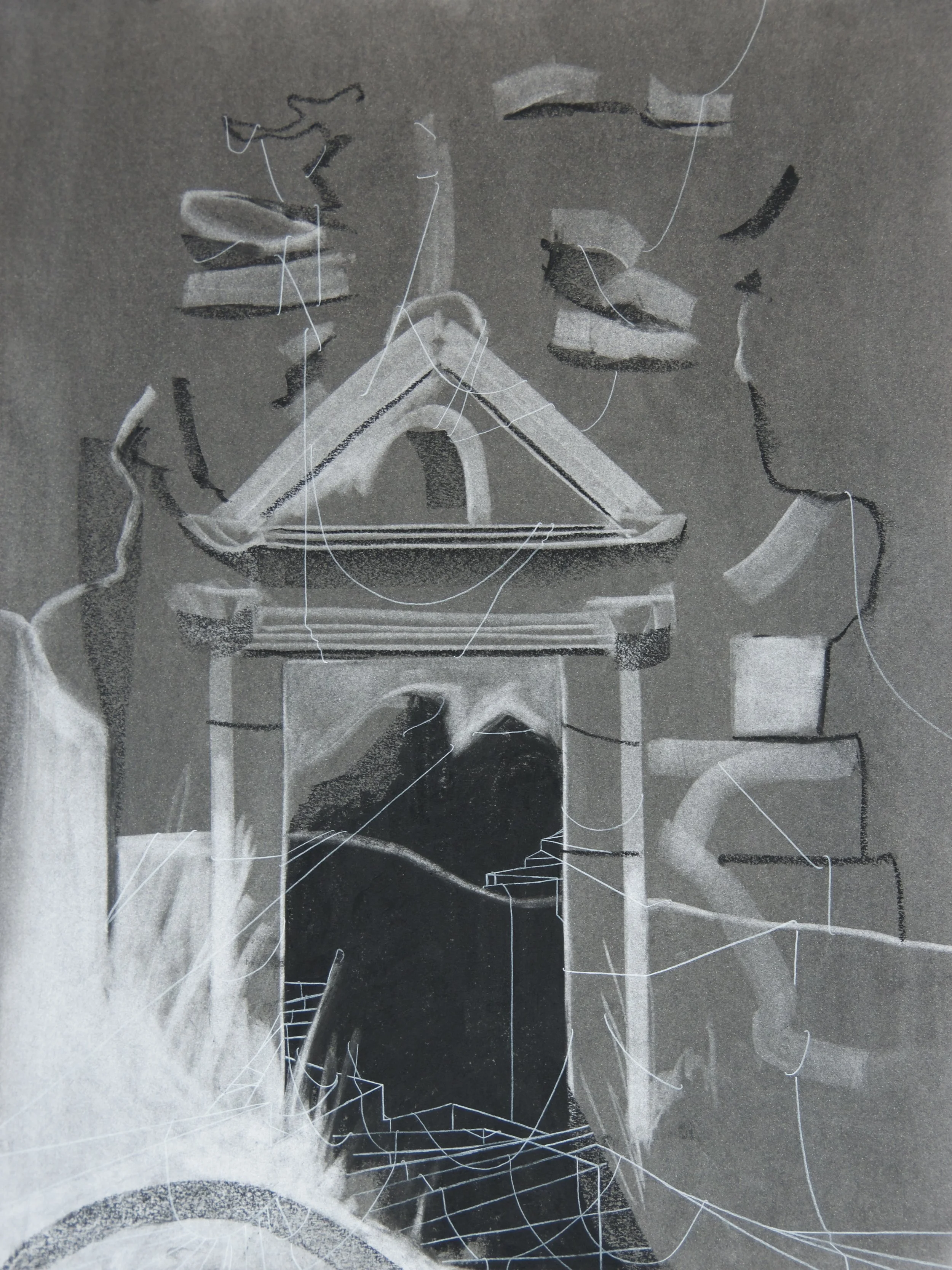 Memory Bank, chalk and charcoal on paper, 18" x 24"
