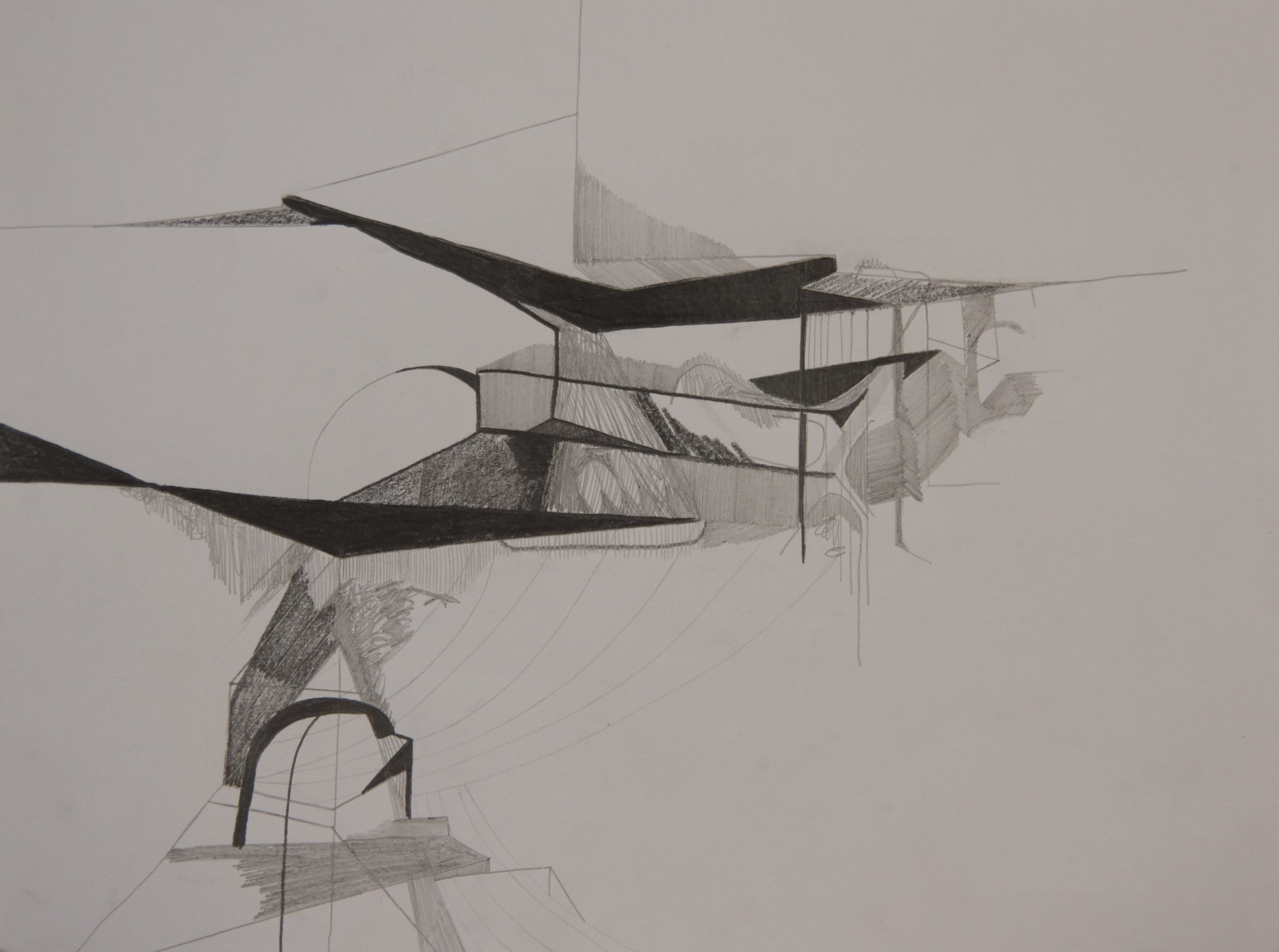 Dirt Truss 3, graphite on paper, 9" x 12"