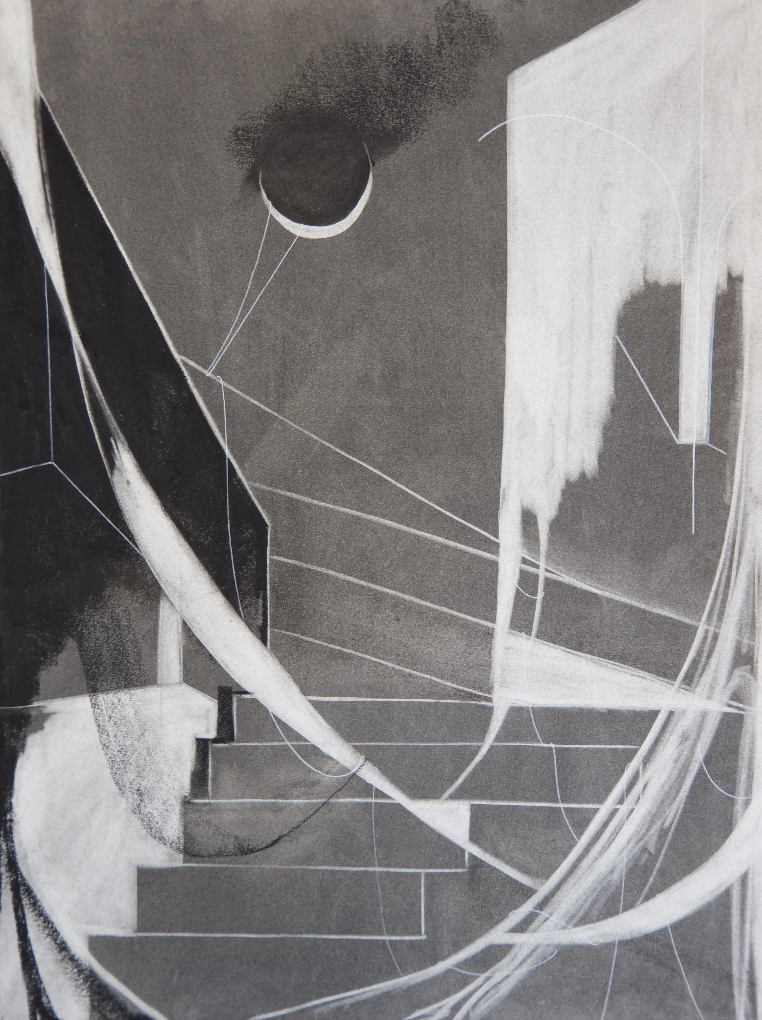 Silk Shroud, chalk and charcoal on paper, 18" x 24"