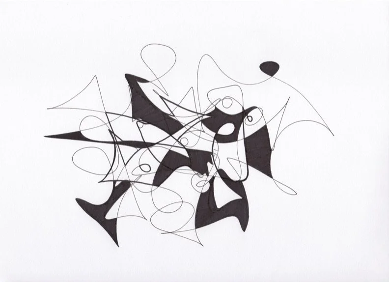 Spell, pen and ink on paper, 9" x 12"