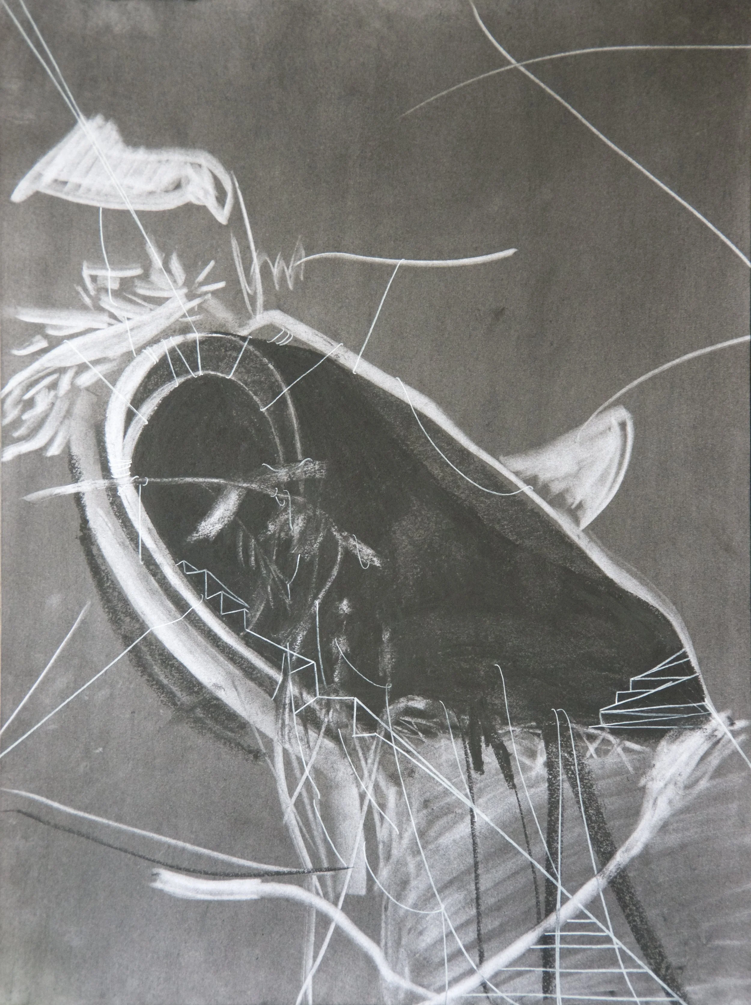 Storm Drain 3, chalk and charcoal on paper, 18" x 24"