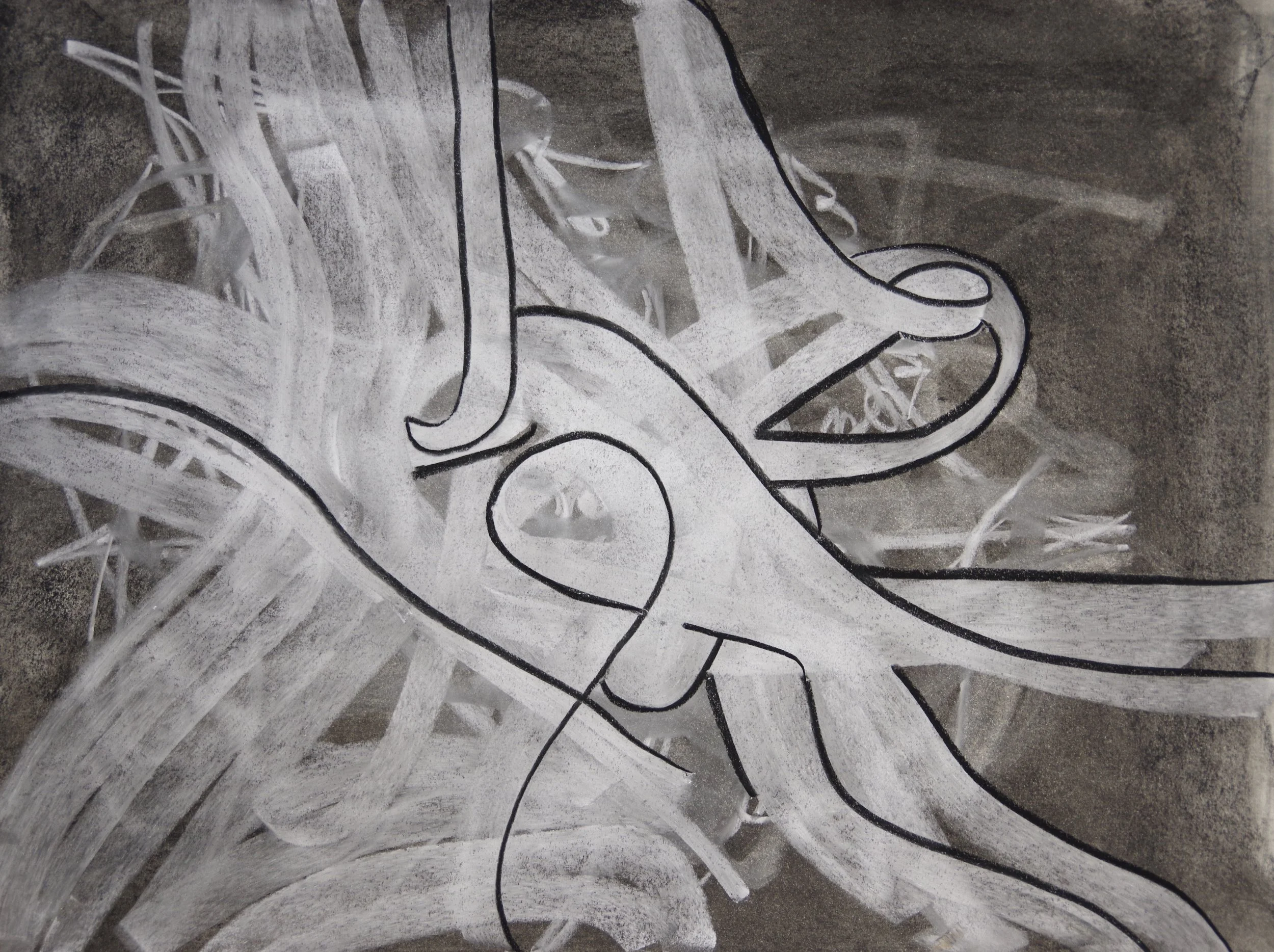 Come Over, chalk and charcoal on paper, 24" x 18"