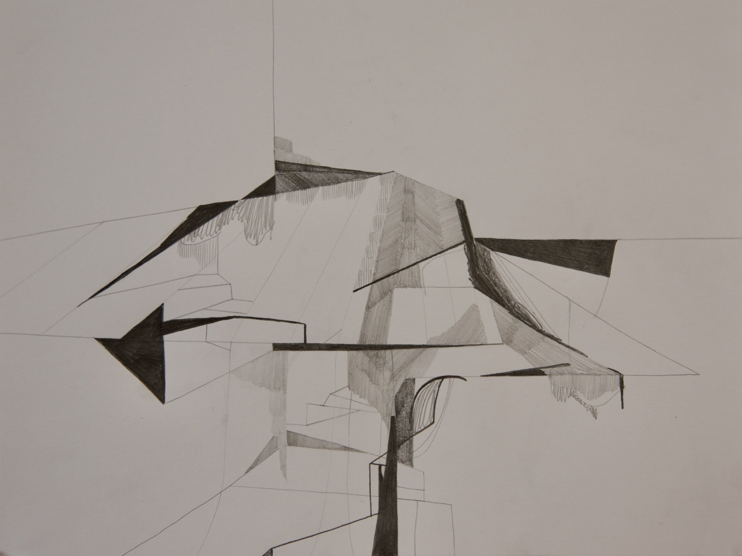 Dirt Truss 5, graphite on paper, 9" x 12"