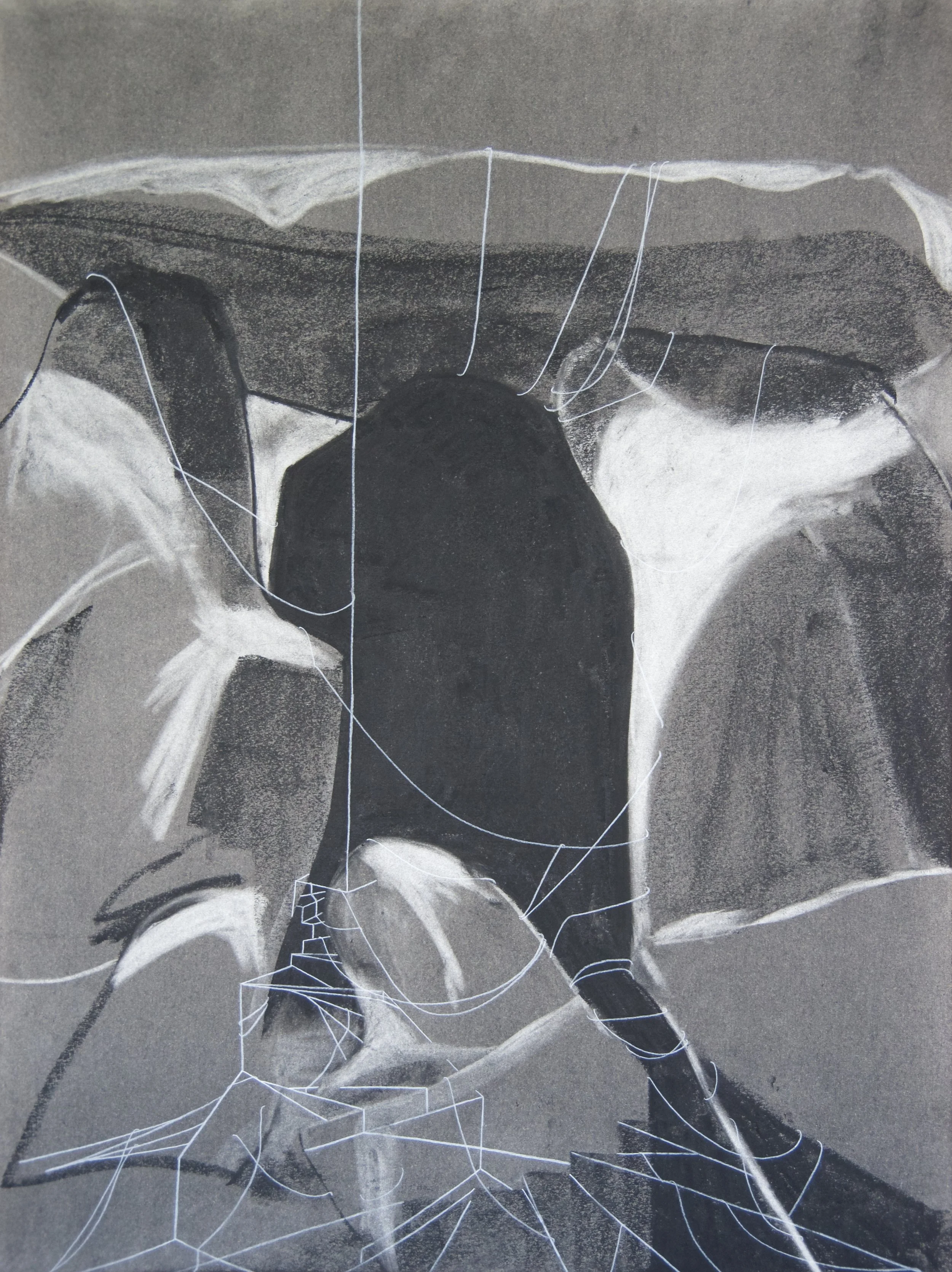 Dolmenes de Galicia, chalk and charcoal on paper, 18" x 24"