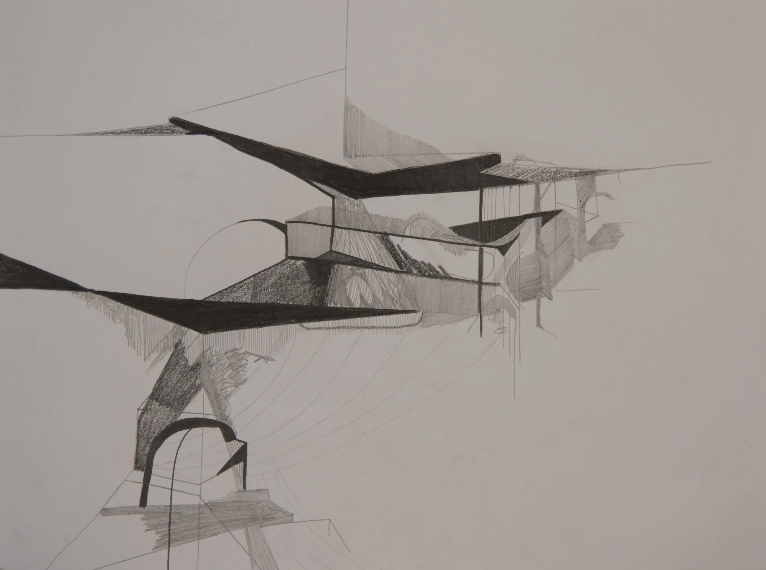 Dirt Truss 3, graphite on paper, 9" x 12"
