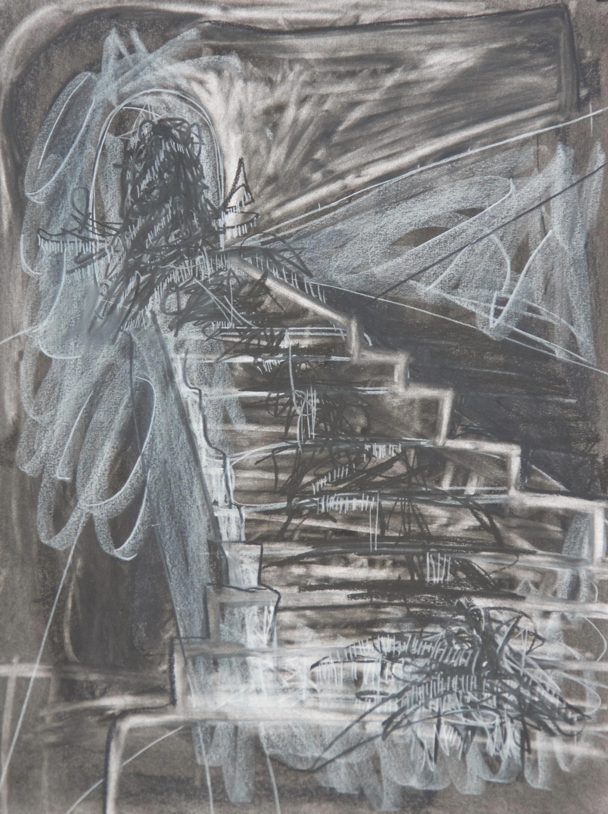 Unsealing, chalk and charcoal on paper, 18" x 24"