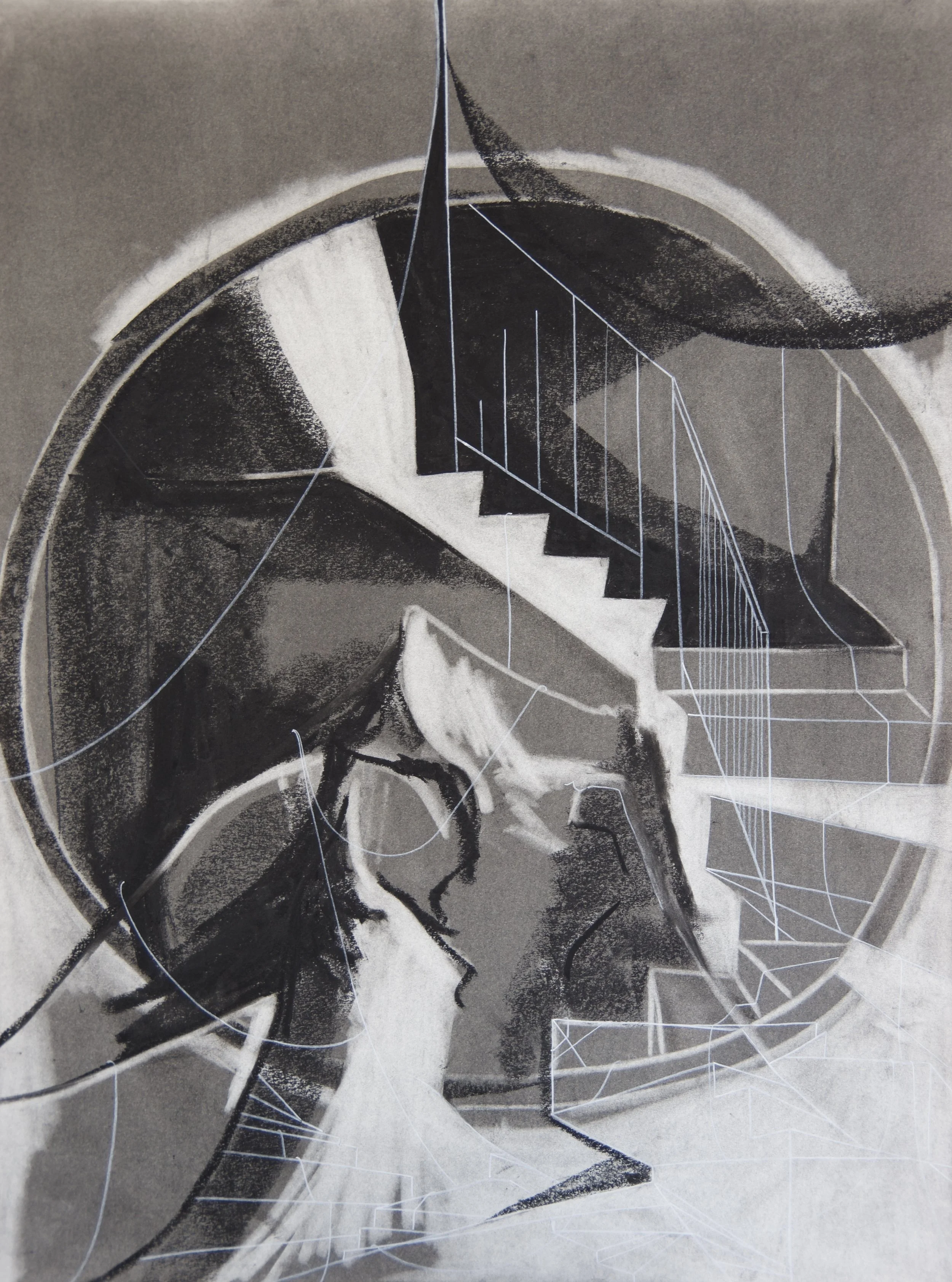 Reliquary, chalk and charcoal on paper, 18" x 24"