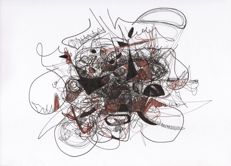 Spider's Web, pen and ink on paper, 9" x 12"