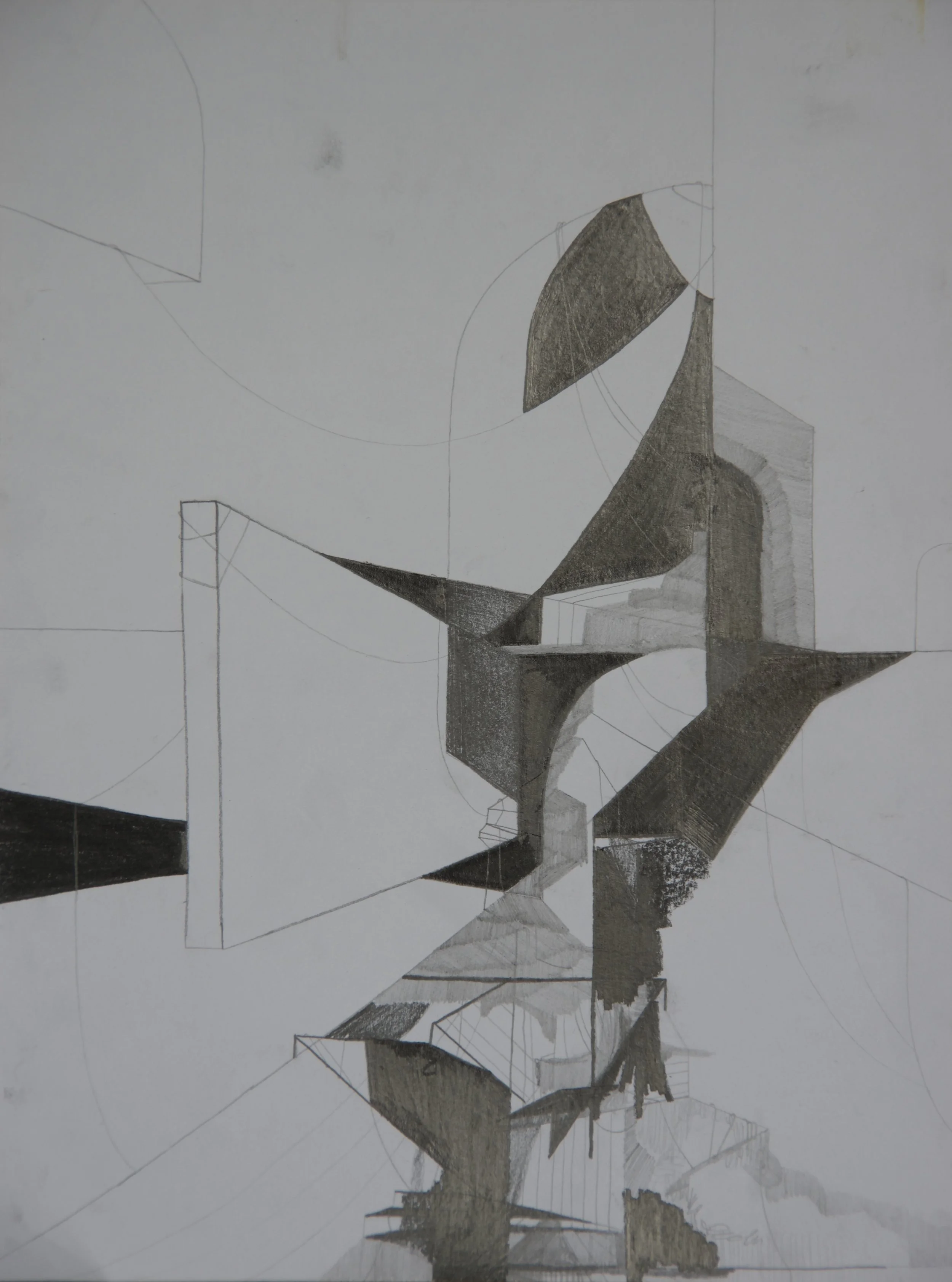 Climbing Over, Fitting Through, graphite on paper, 9" x 12"
