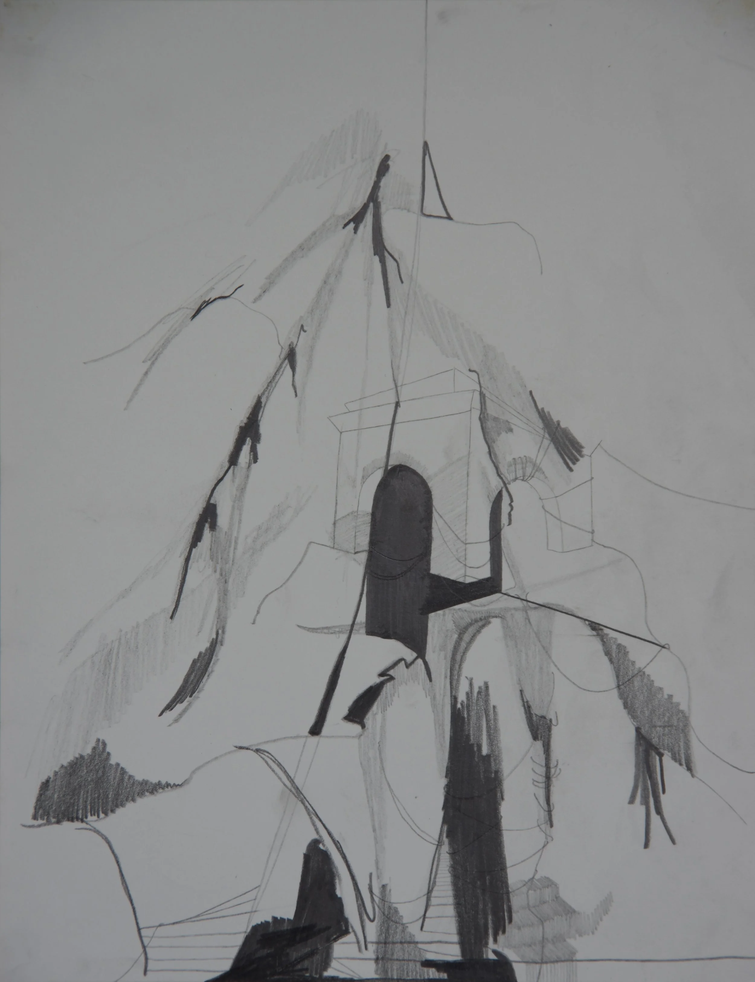 Marble Pyre, graphite on paper, 8.5" x 11" 