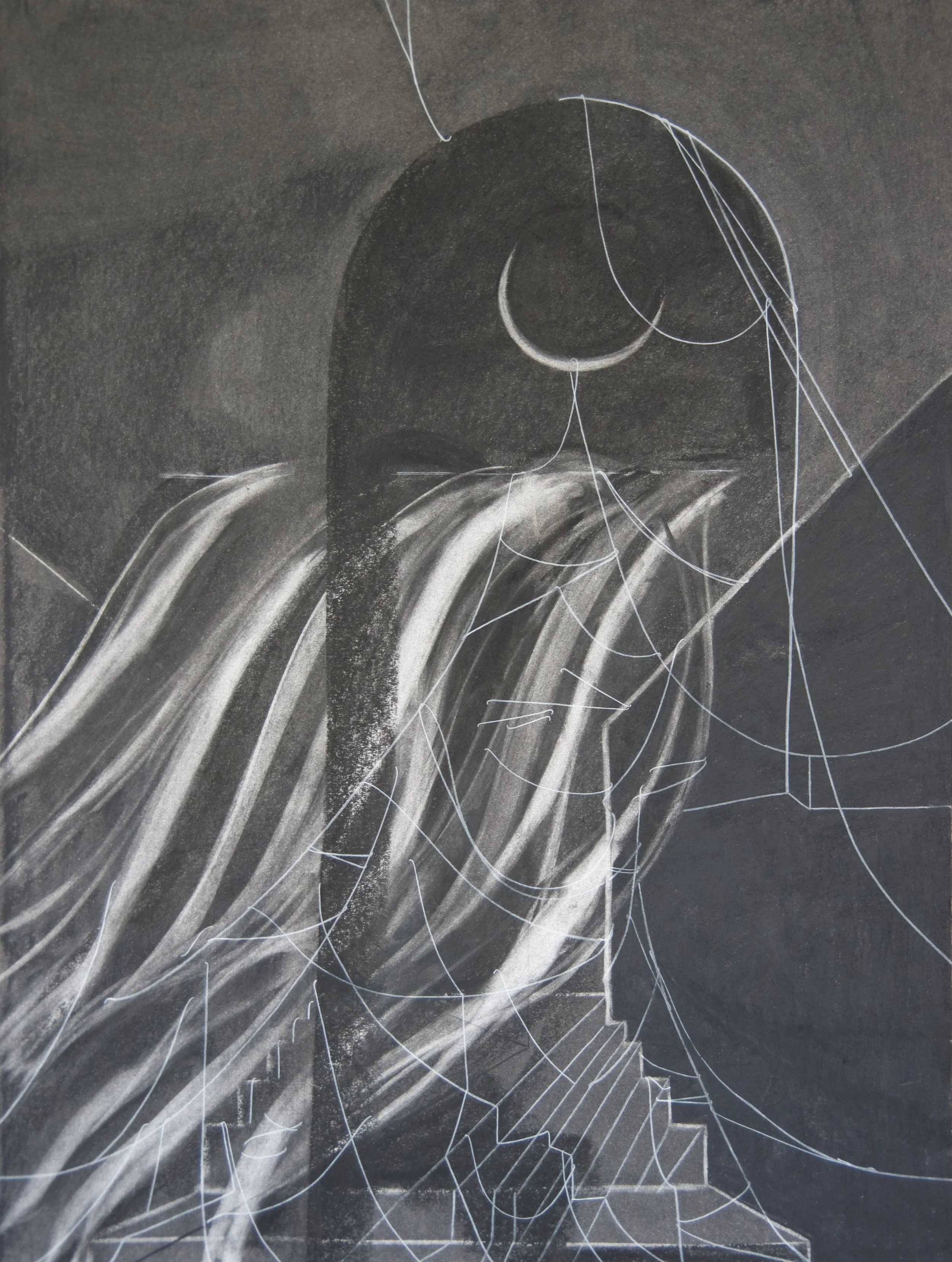 Mirror, chalk and charcoal on paper, 18" x 24"