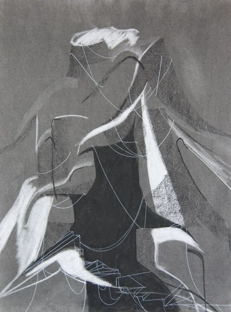 Hermit, chalk and charcoal on paper, 18" x 24"