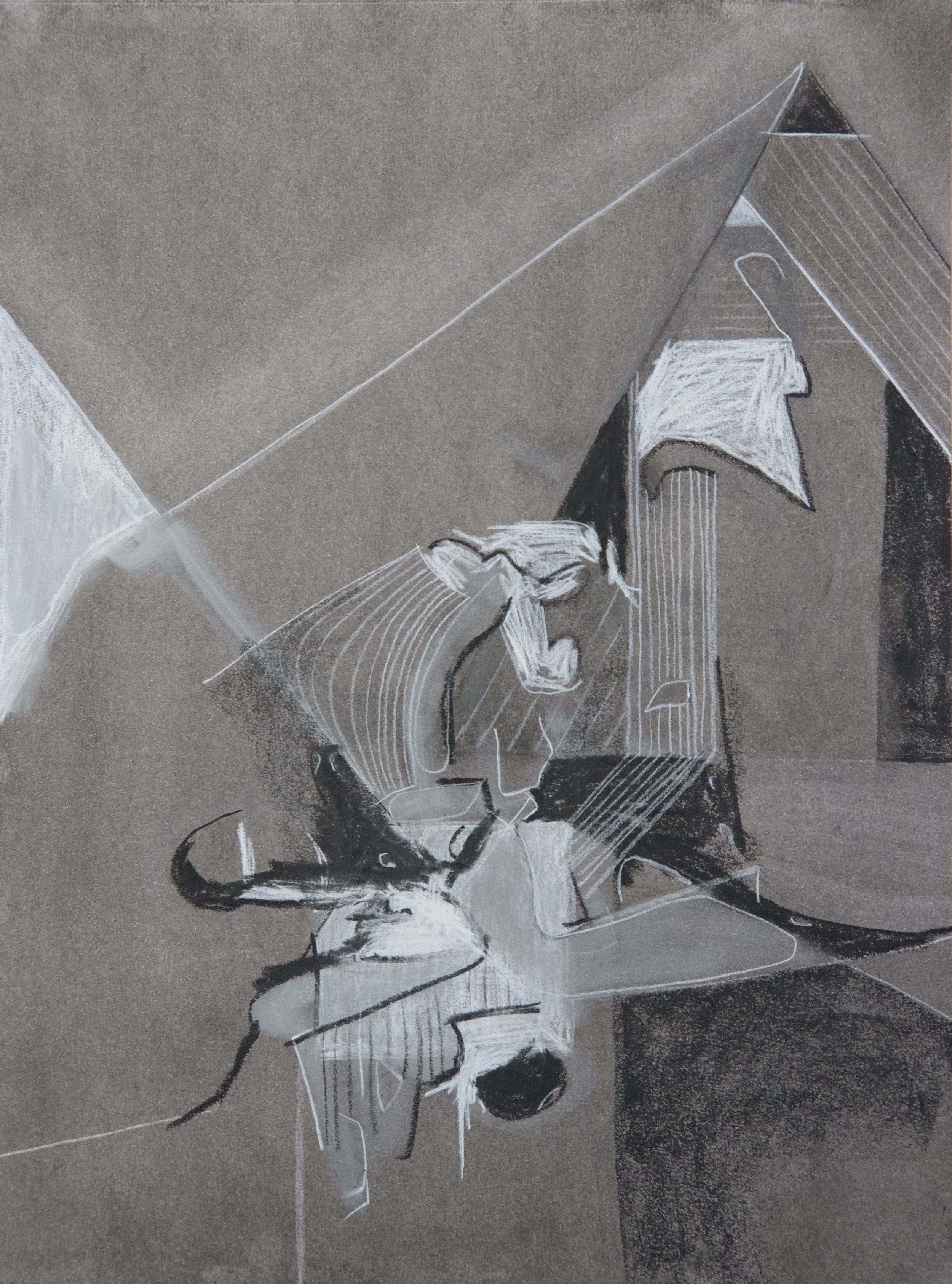 A Frame, chalk and charcoal on paper, 18" x 24"