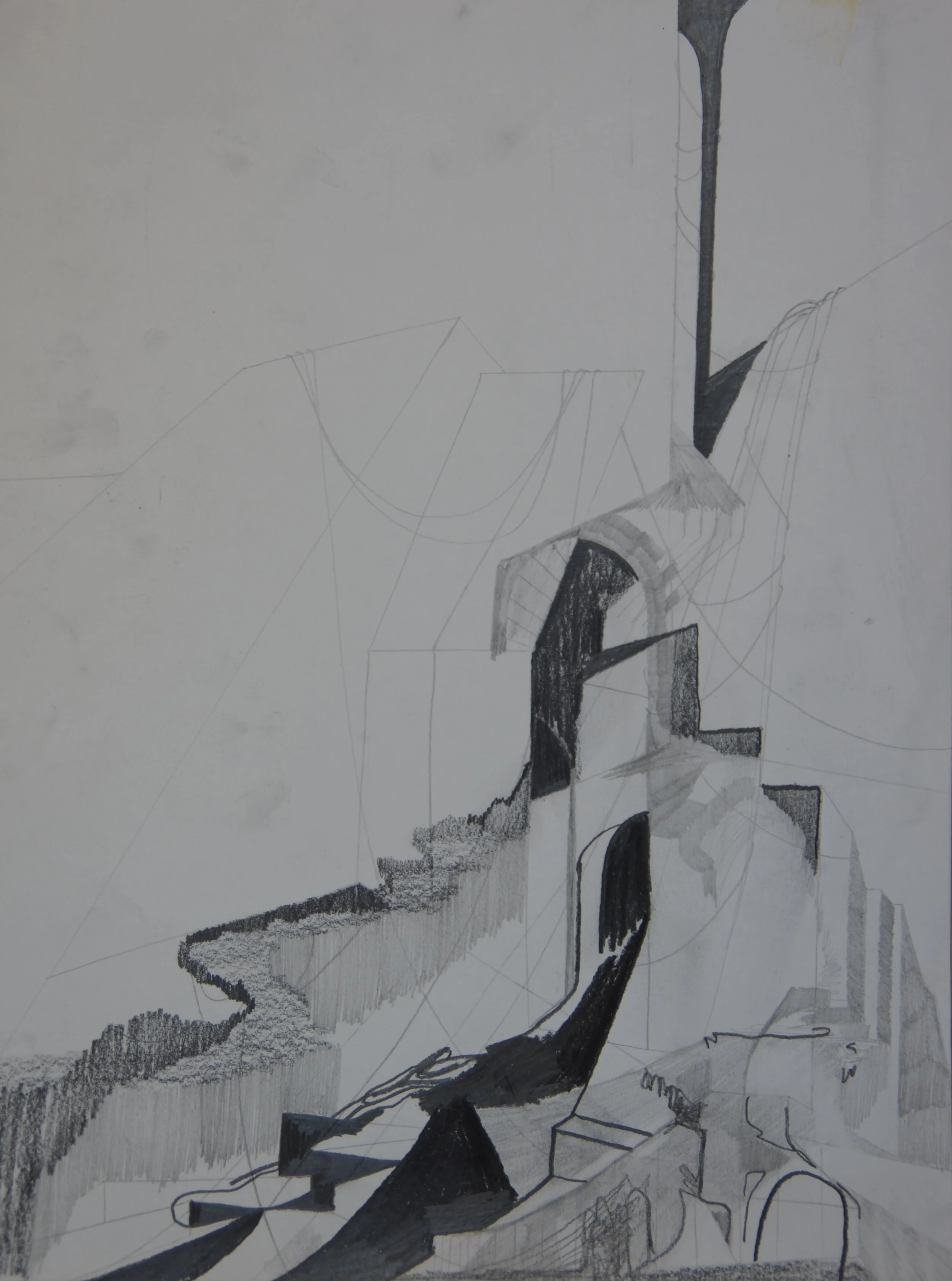 Stoney Steps, graphite on paper, 9" x 12"